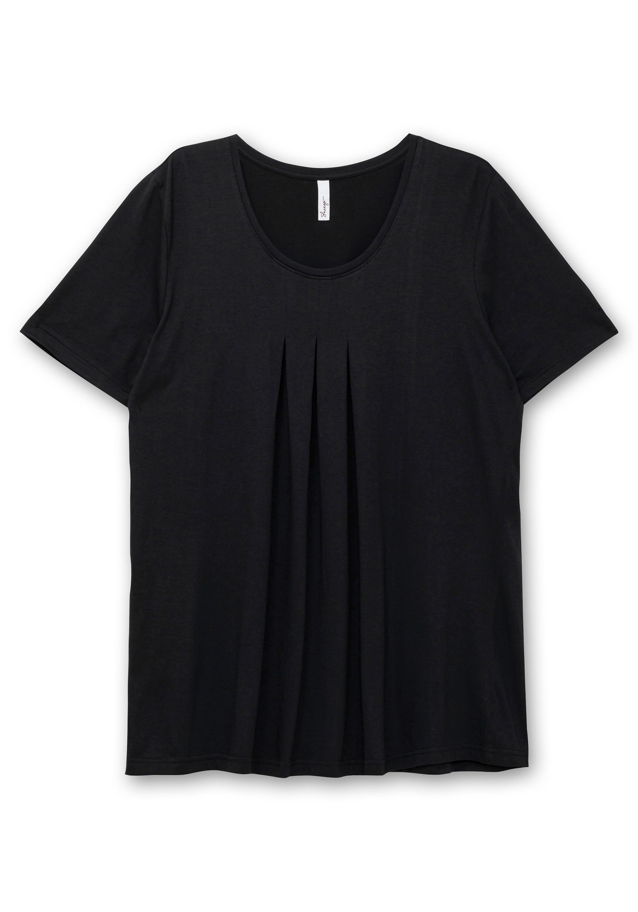Sheego T-Shirt »Shirt in A-Linie in A-Linie, mit Kellerfalten am Ausschnitt«, in A-Linie, mit Kellerfalten am Ausschnitt