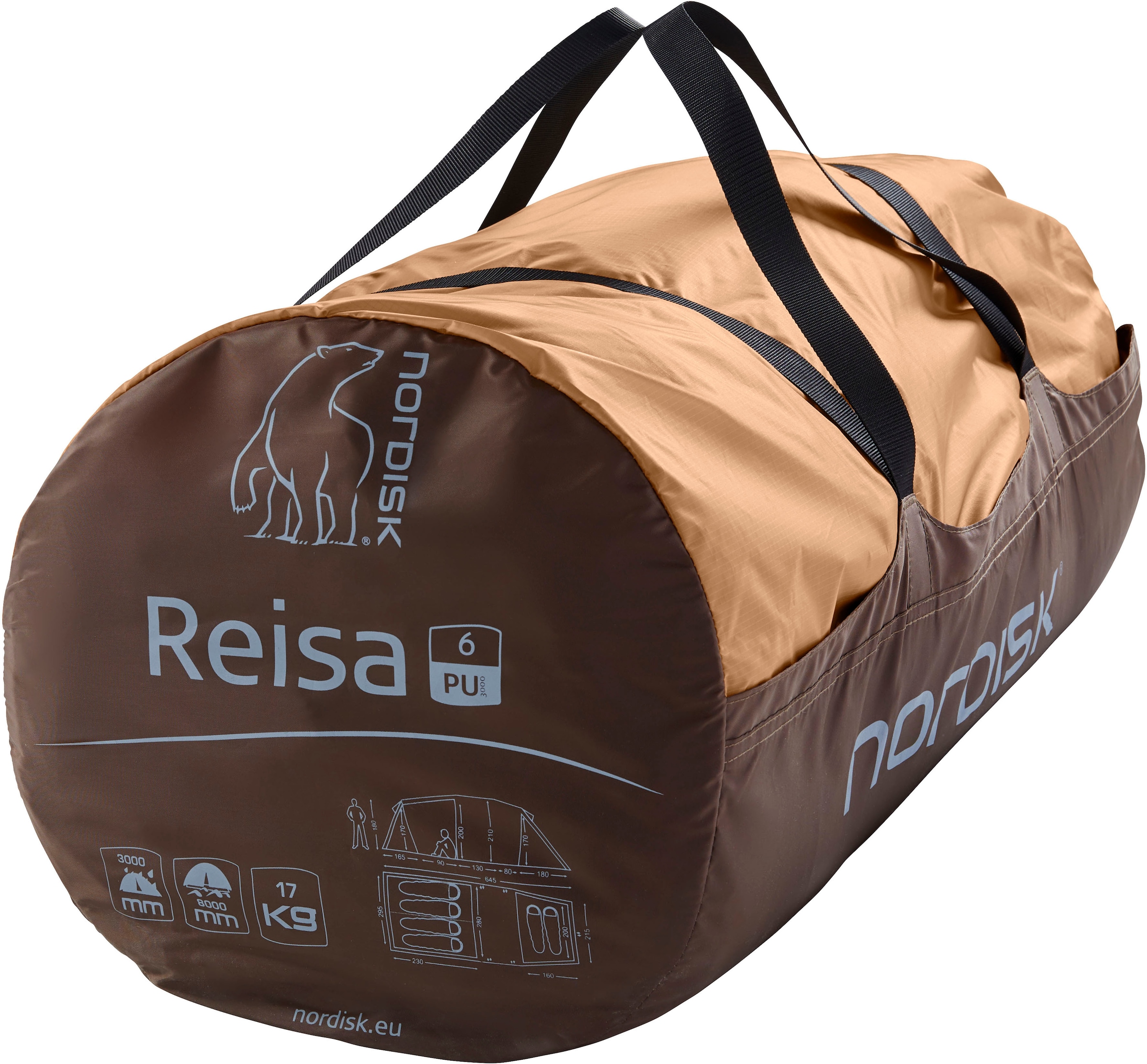 Nordisk Gruppenzelt »Reisa 6 PU Tent Cashew/Brown«, 6 St. Personen, (Packung, 1 tlg.)