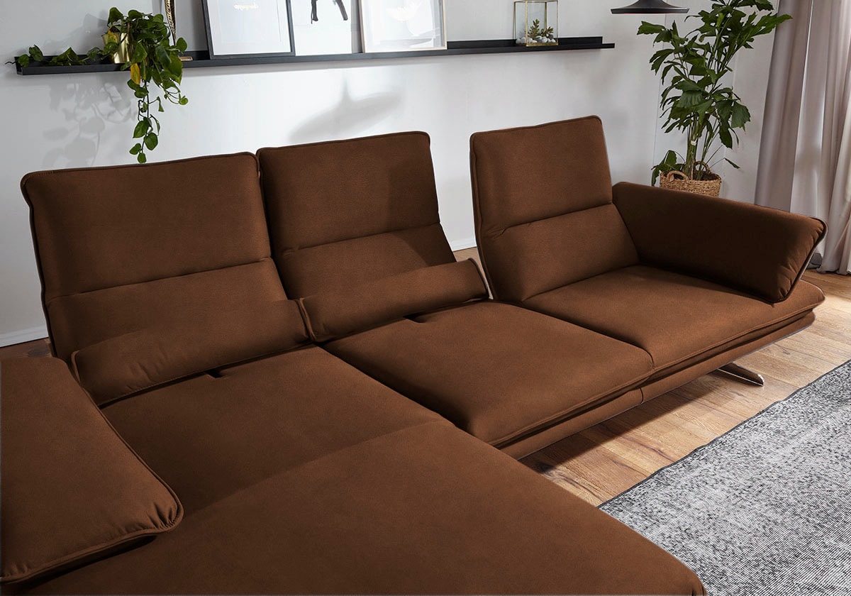 W.SCHILLIG Ecksofa »broadway, Designsofa mit tollem Sitzkomfort, L-Form«, Sitztiefenverstellung, Kopfteil- & Seitenteilverstellung, Breite 291cm