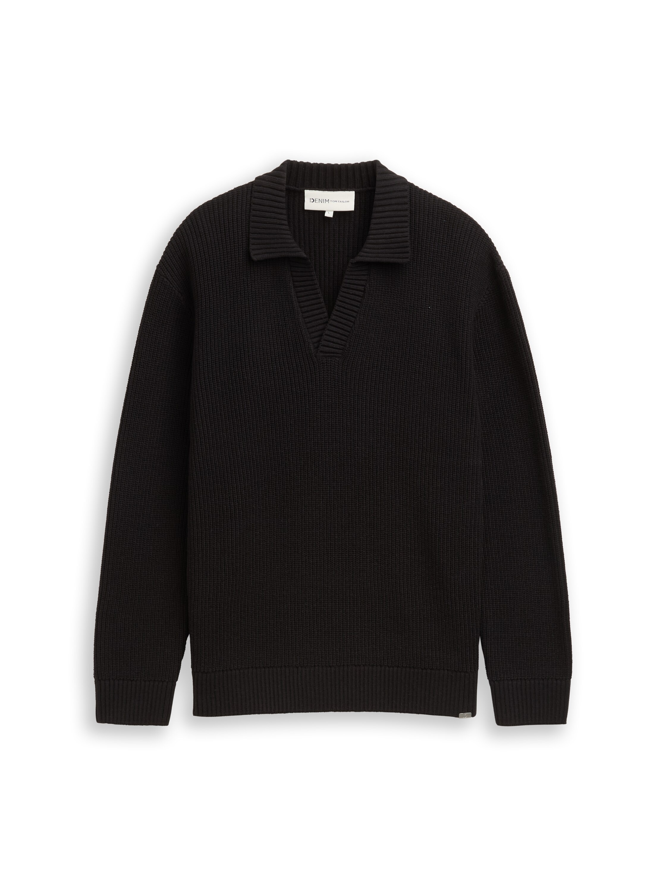 TOM TAILOR Denim Polokragenpullover mit Rippbündchen