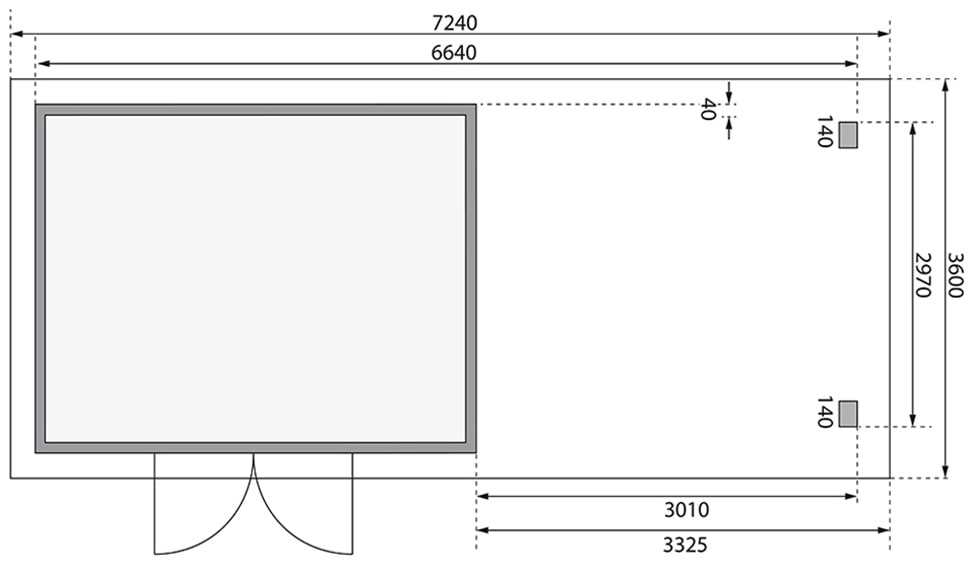 KONIFERA Gartenhaus »Perlsee 4« mit Anbaudach