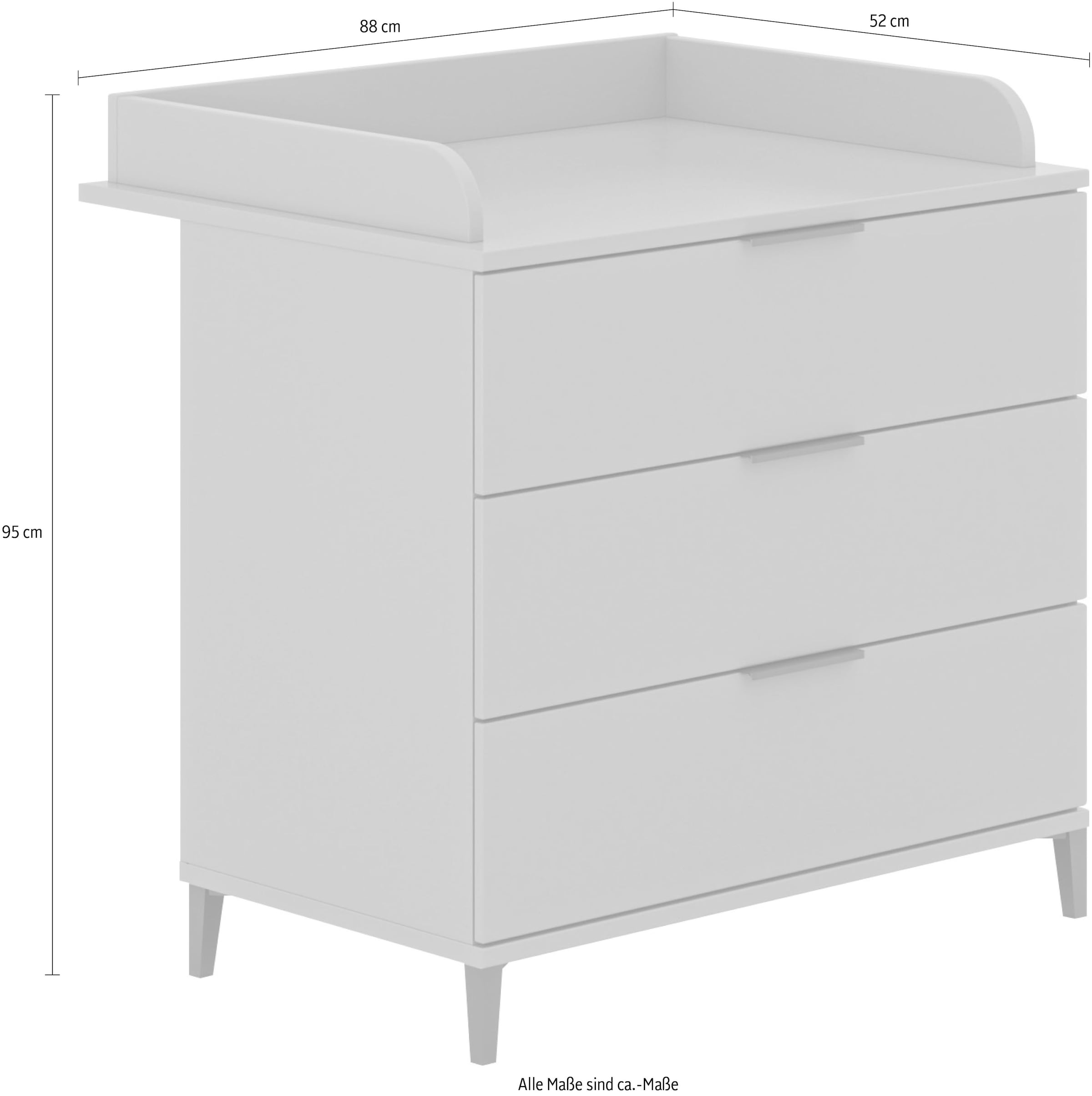 Transland Wickelkommode »NEA, by PAIDI, 3 Schubladen«, inklusive Wickelaufsatz, Schubladen mit Soft-Close-Funktion, 88 cm