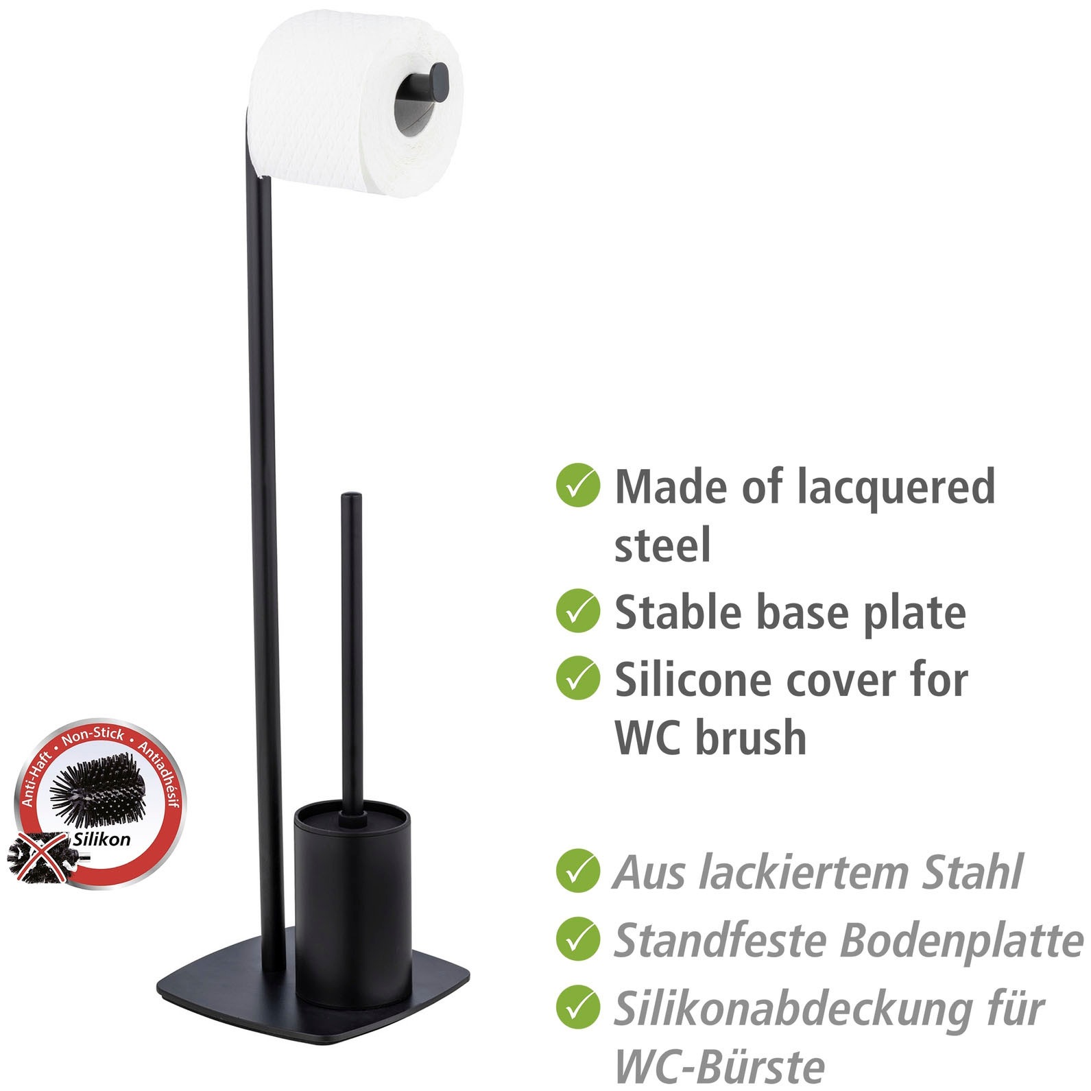 WENKO WC-Garnitur »Iria«, aus Stahl, mit WC-Papierrollenhalter und WC-Bürste