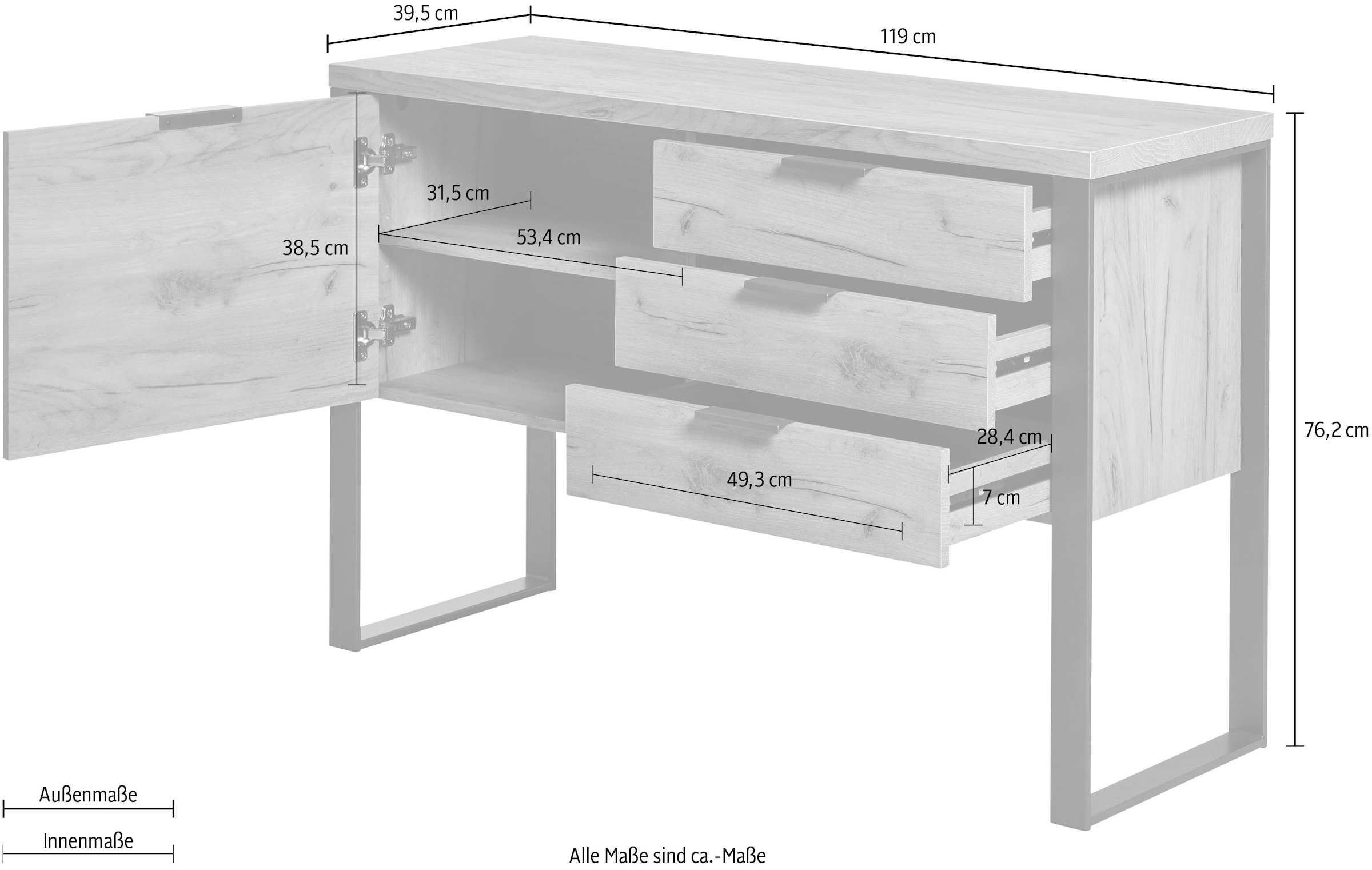 Jahnke Sideboard »LOOP«, Breite ca. 119 cm