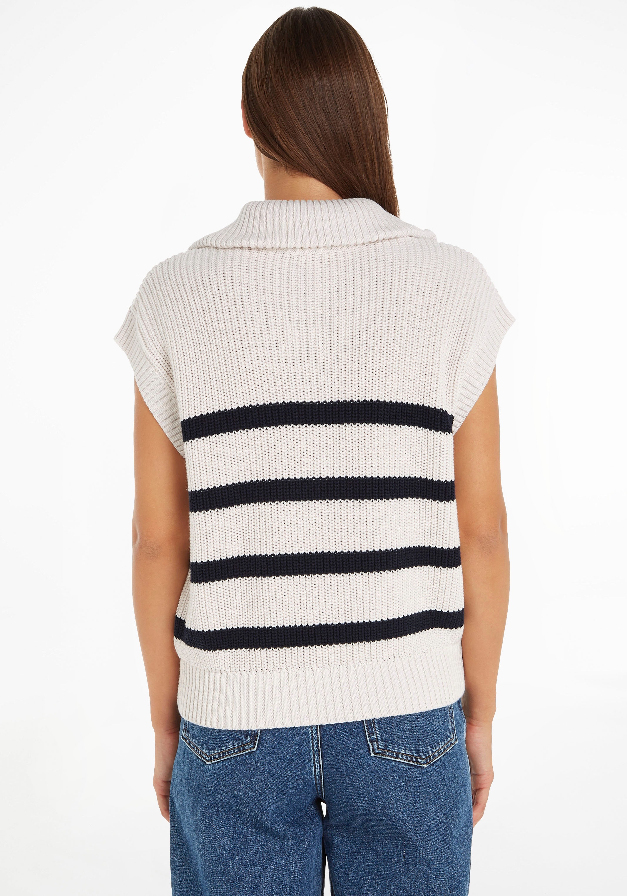 Tommy Hilfiger Pullunder »CO STP HIGH-NK 1/2 ZIP VEST« im Streifen-Dessin