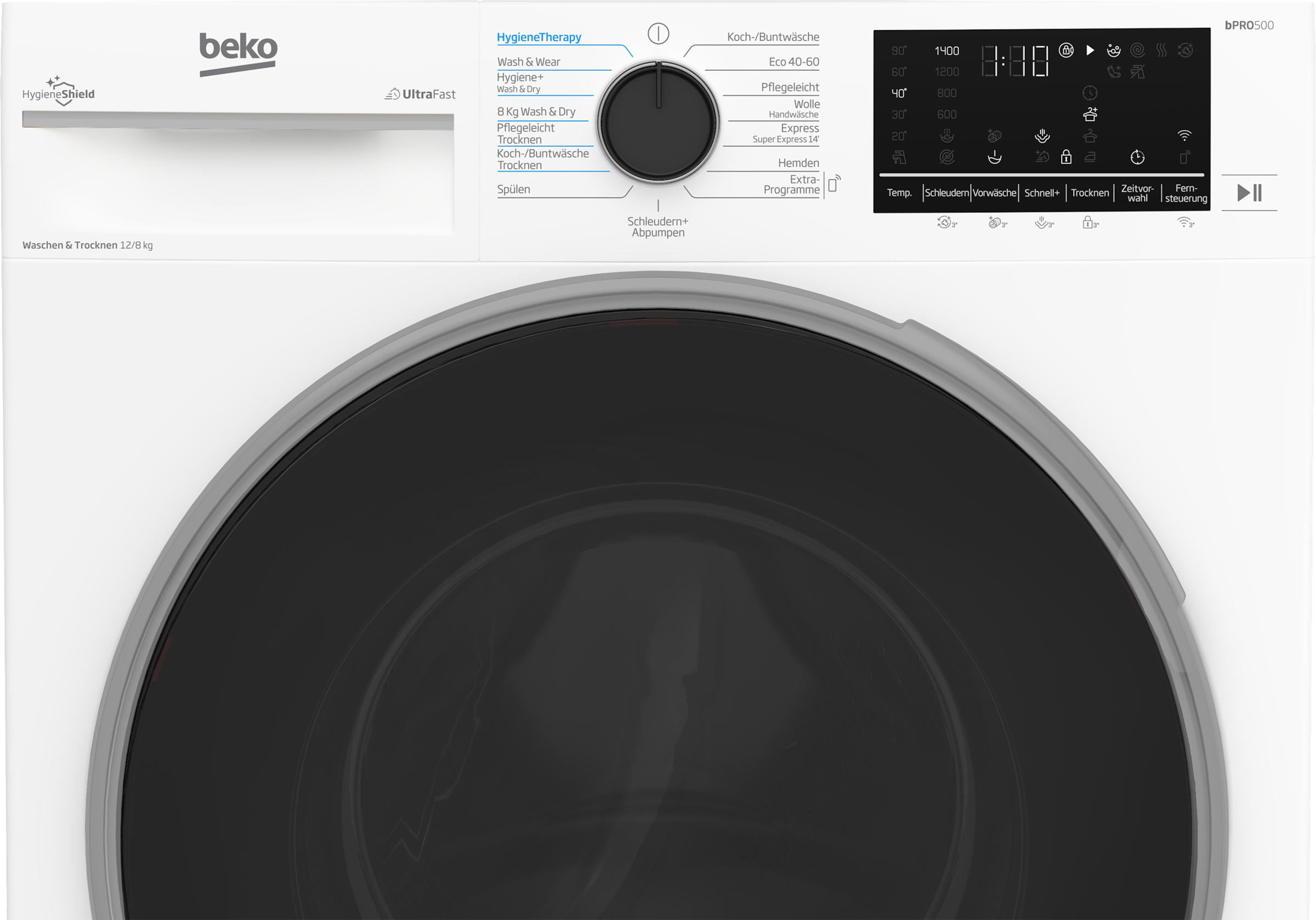 BEKO Waschtrockner »B3DFT512447W«, Vollelektronik, SteamCure-Damp, Wash & Wear