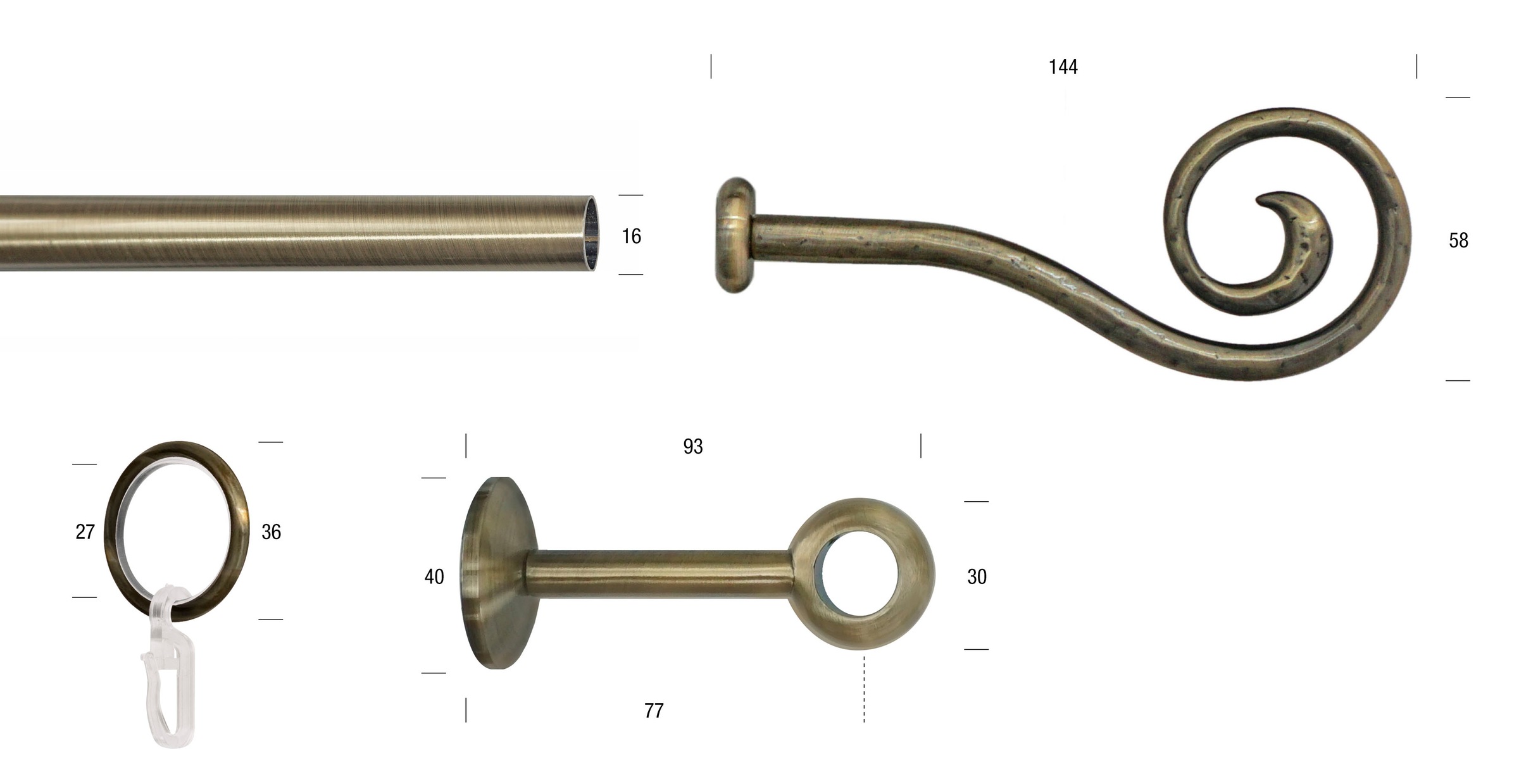 GARESA Gardinenstange »ESPERANCA«, 1 läufig-läufig, Wunschmaßlänge, rustikale Vorhanggarnitur, verlängerbar, Eisen, Endk. Spirale