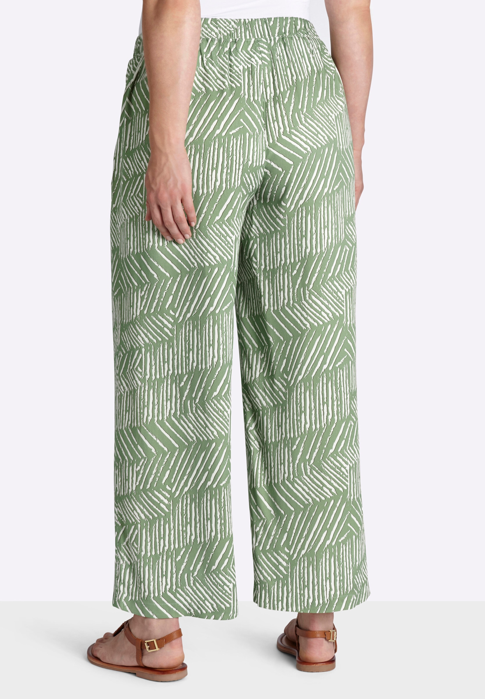 Sheego Culotte »7/8-Hose Culotte mit Alloverprint und Bindegürtel«