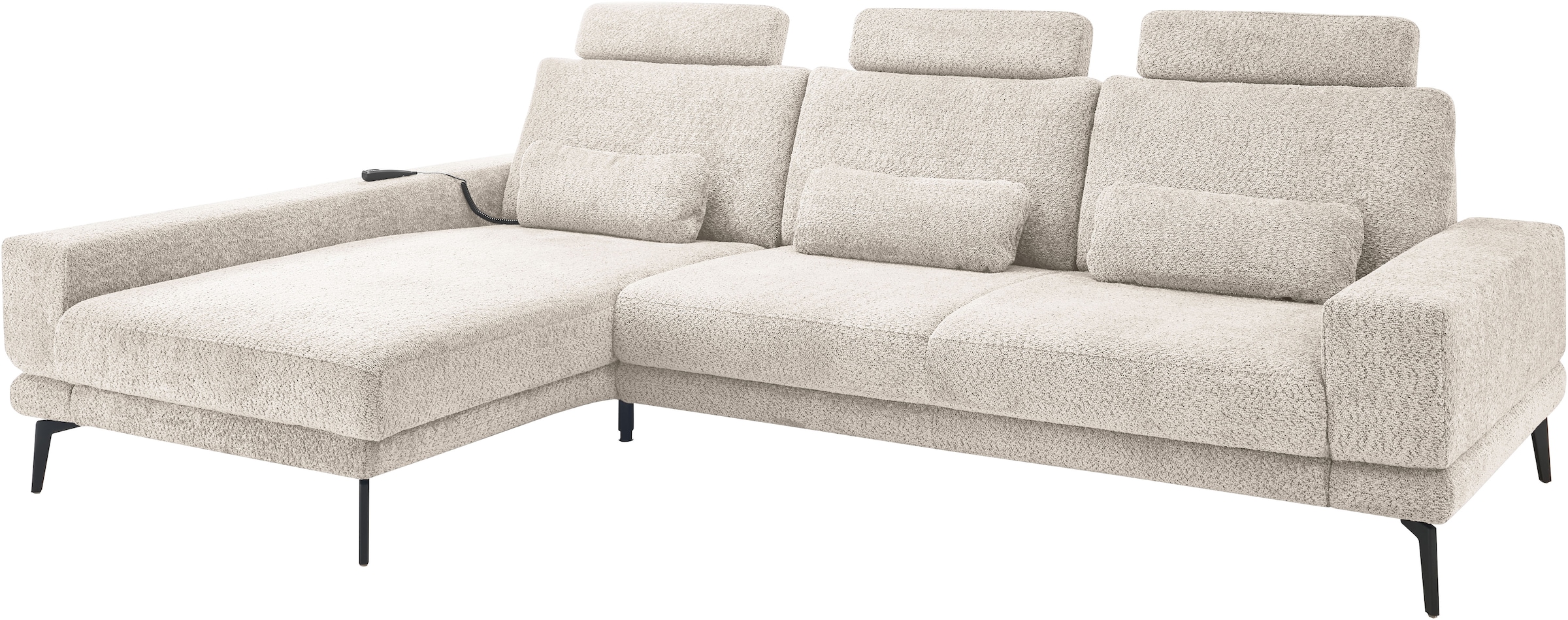 set one by Musterring Ecksofa »SO 3600, inkl motor. Sitztiefenverstellung, Kopfstützen, Nierenkissen«, Sitzhöhe 42 cm, Kaltschaum, Breite 293 x Tiefe 180 cm, Kama sand