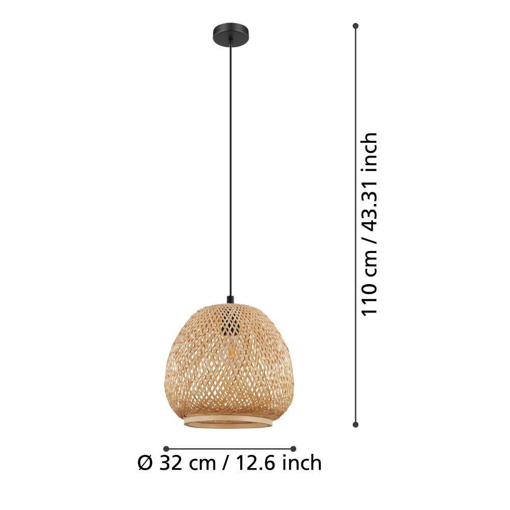 EGLO Hängeleuchte »DEMBLEBY Hängelampe, natur, schwarz, exkl. Leuchtmittel E27, Hygge«, 1 flammig, Leuchtmittel E27 | ohne Leuchtmittel, Pendelleuchte, Wohnzimmerlampe, Esstischlampe, geflochten, 110x32cm
