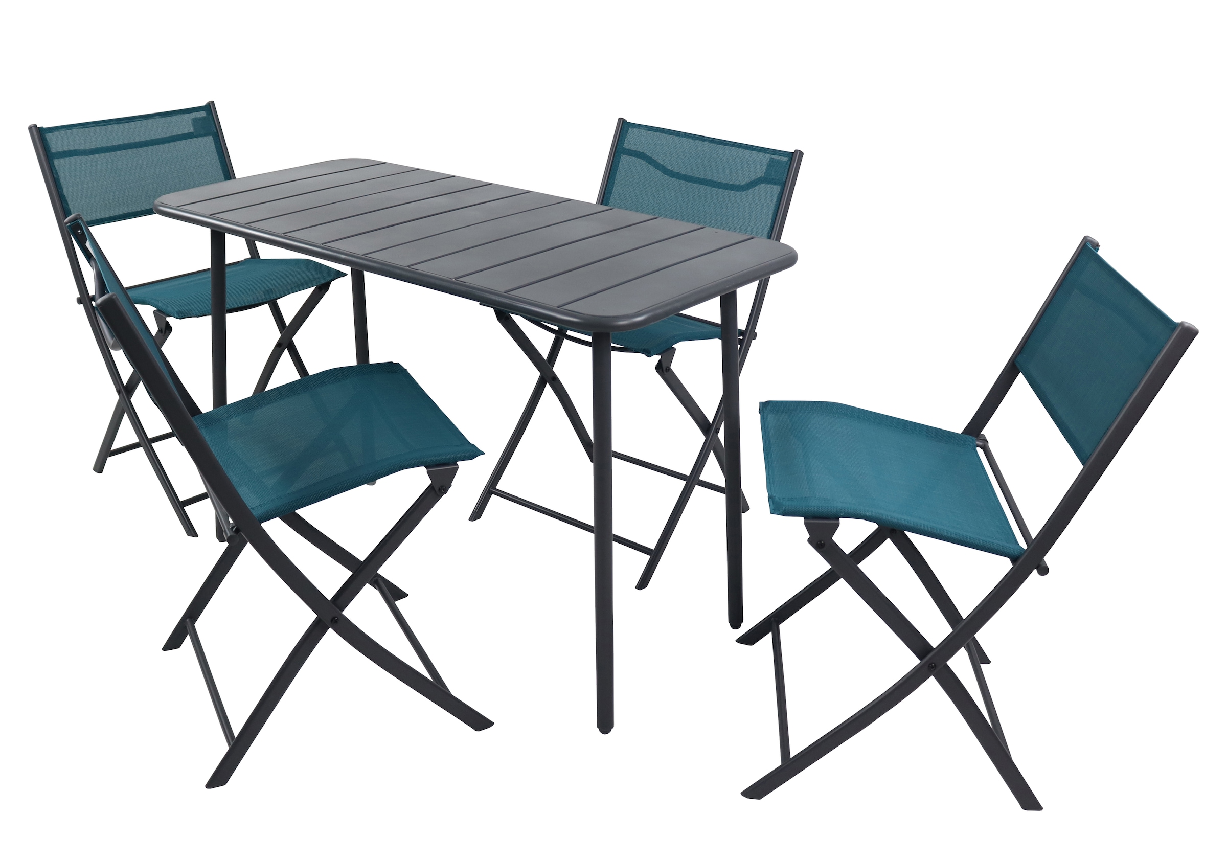 VCM Garten-Essgruppe »VCM 5-tlg Gartenmöbel Set | Sitzgruppe Essgruppe | 1xTisch, 4x Stühle | Tisch Maße ca. H. 72 x B. 110 x T. 55 cm | Klappbar | Garten Set - Sumila«, (5 tlg., Sumila)