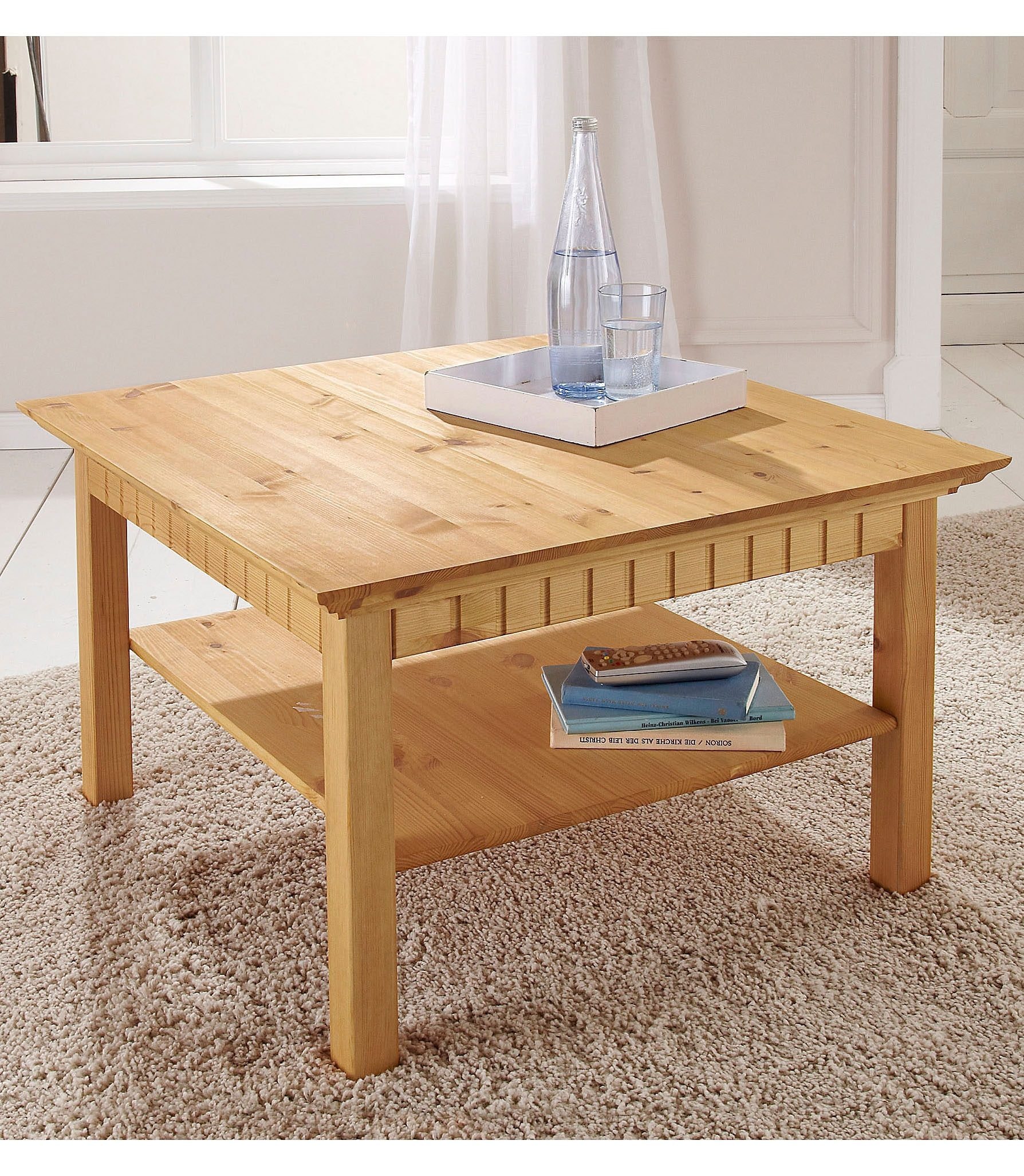 OTTO home Couchtisch "Lisa, Tisch, Kaffeetisch, Beistelltisch" Kaffeetisch, massives Kiefernholz, FSC, B/T/H: 76x76x45 cm