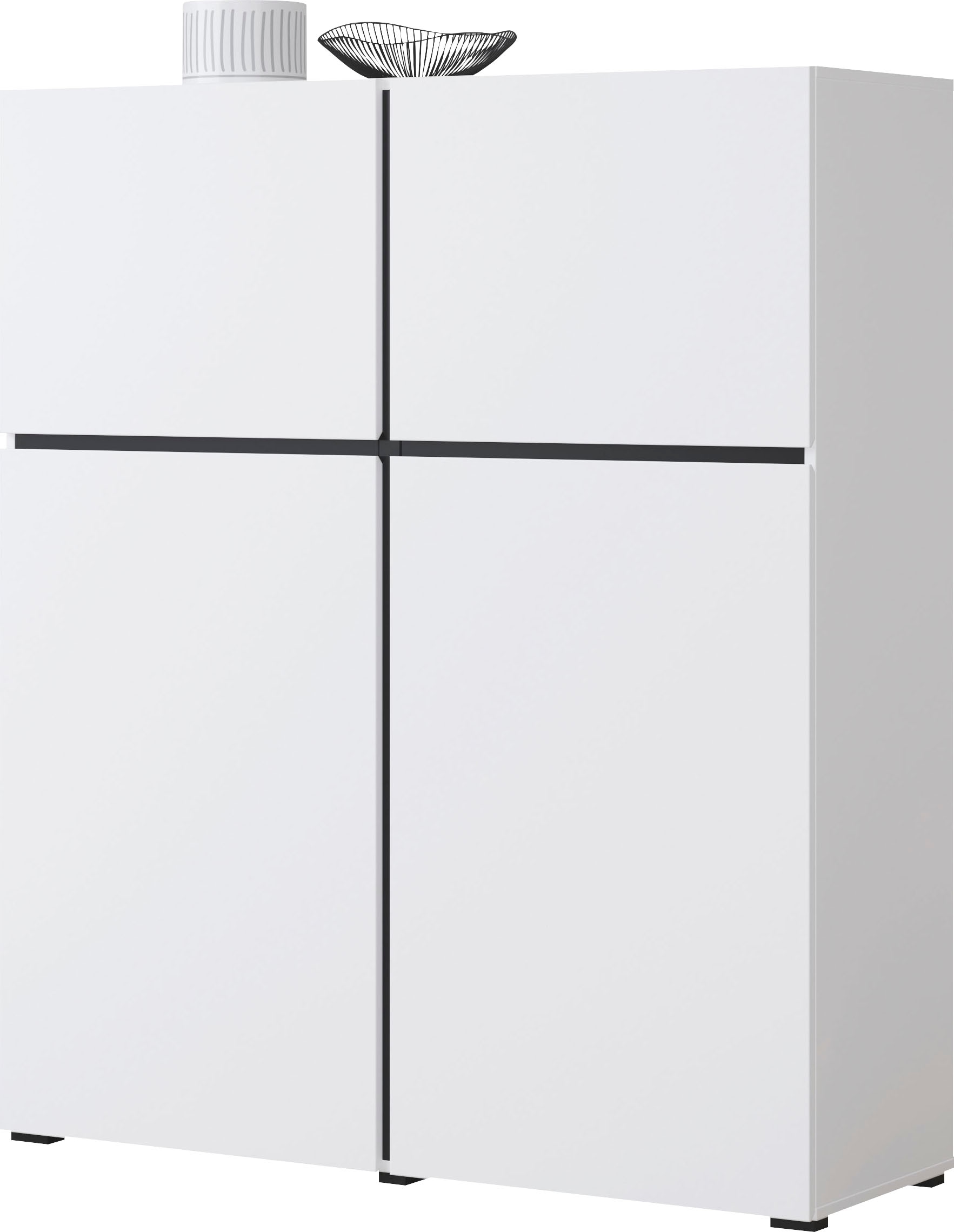 INOSIGN Highboard »Cross, moderne grifflose Hochkommode mit 4 Türen,Türkommode«, Hochschrank, Höhe 139 cm mit viel Stauraum, Einlegeböden verstellbar