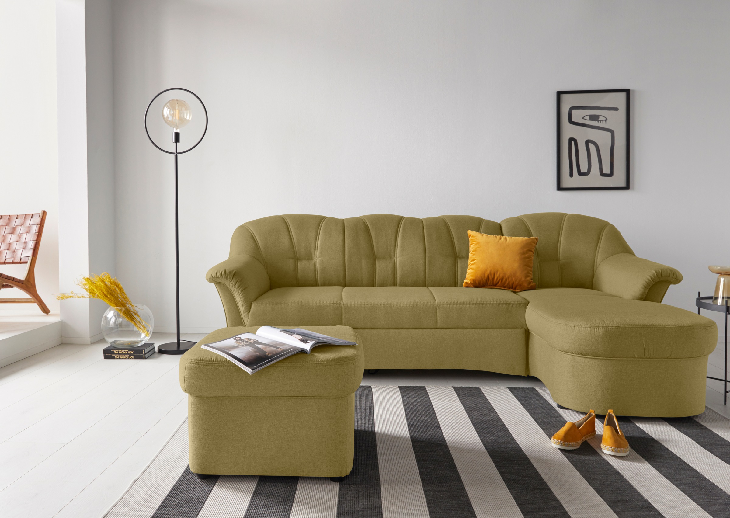 DOMO collection Ecksofa Papenburg L-Form, in großer Farbvielfalt, wahlweise mit Bettfunktion