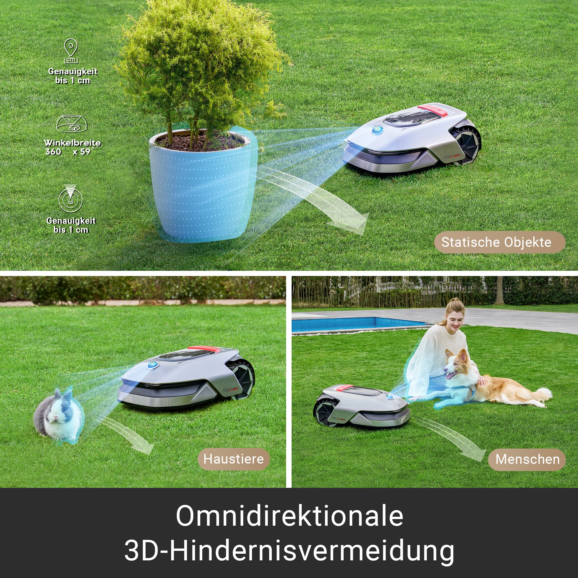 Dreame Rasenmähroboter »Mower A1«, benötigt kein Begrenzungskabel, erkennt Hindernisse automatisch