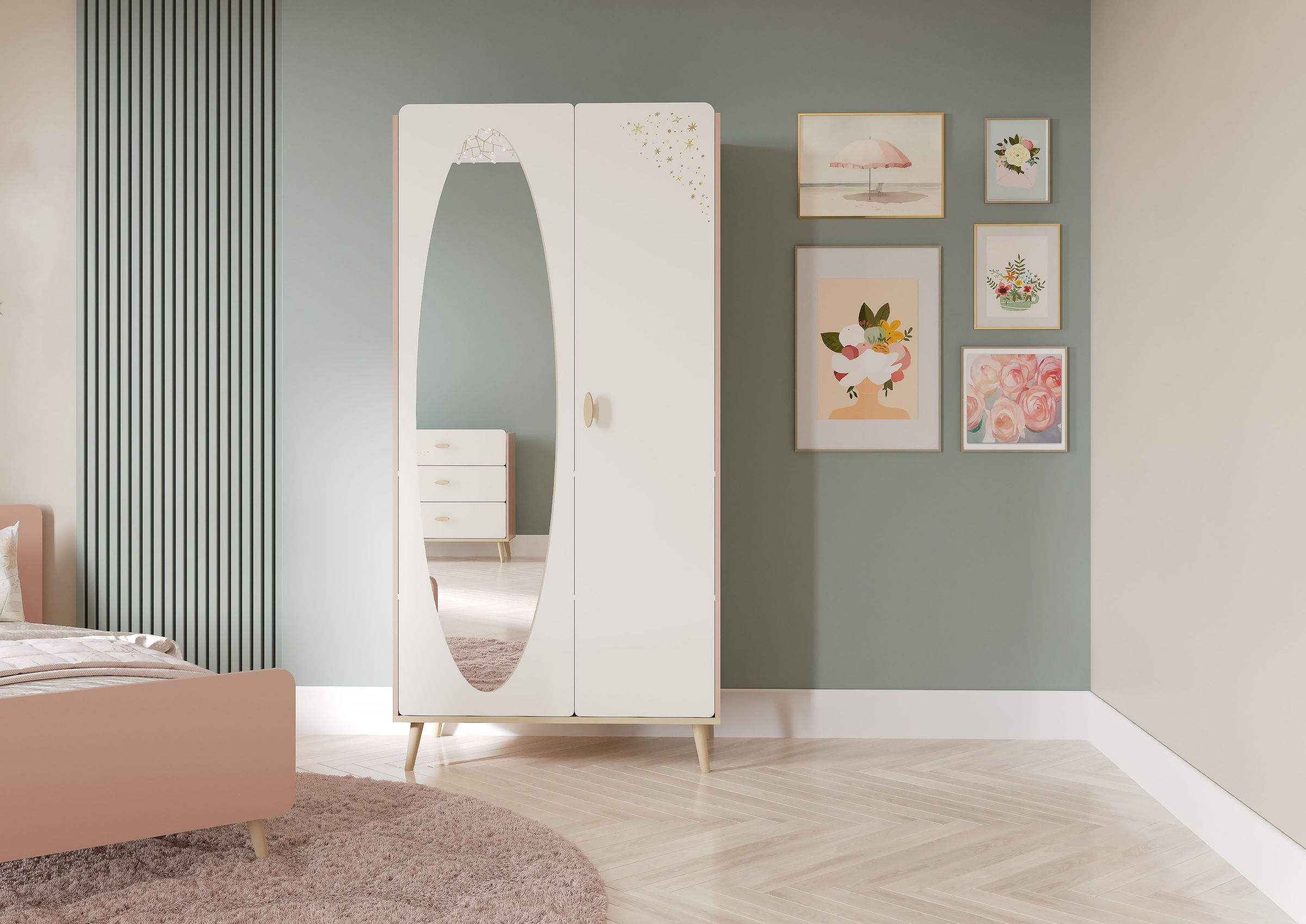 Demeyere GROUP Kinderkleiderschrank »Suzie« Drehtüren, teilverspiegelt