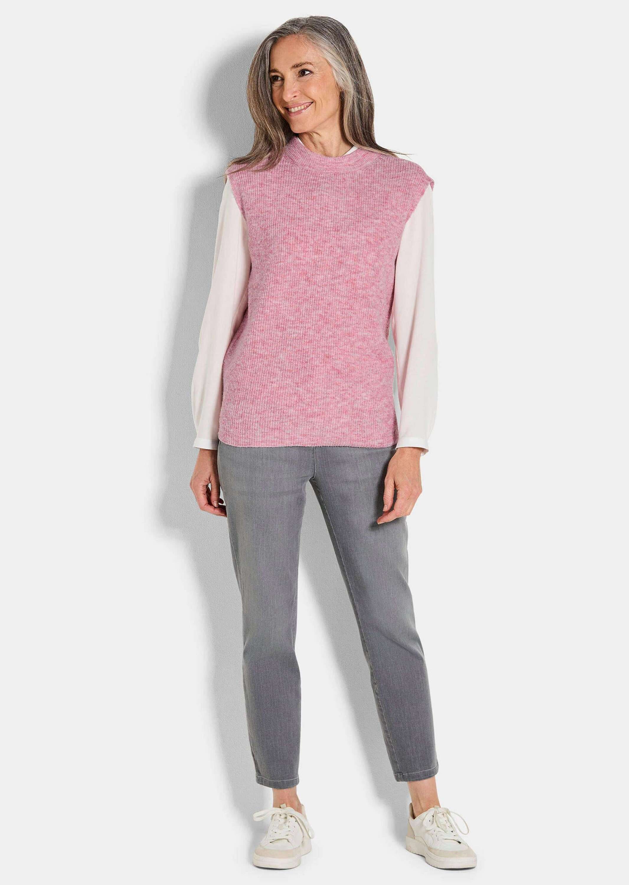 GOLDNER Rundhalspullover »Kurzgröße Edler Rippstrick Pullunder, Stehkragen«