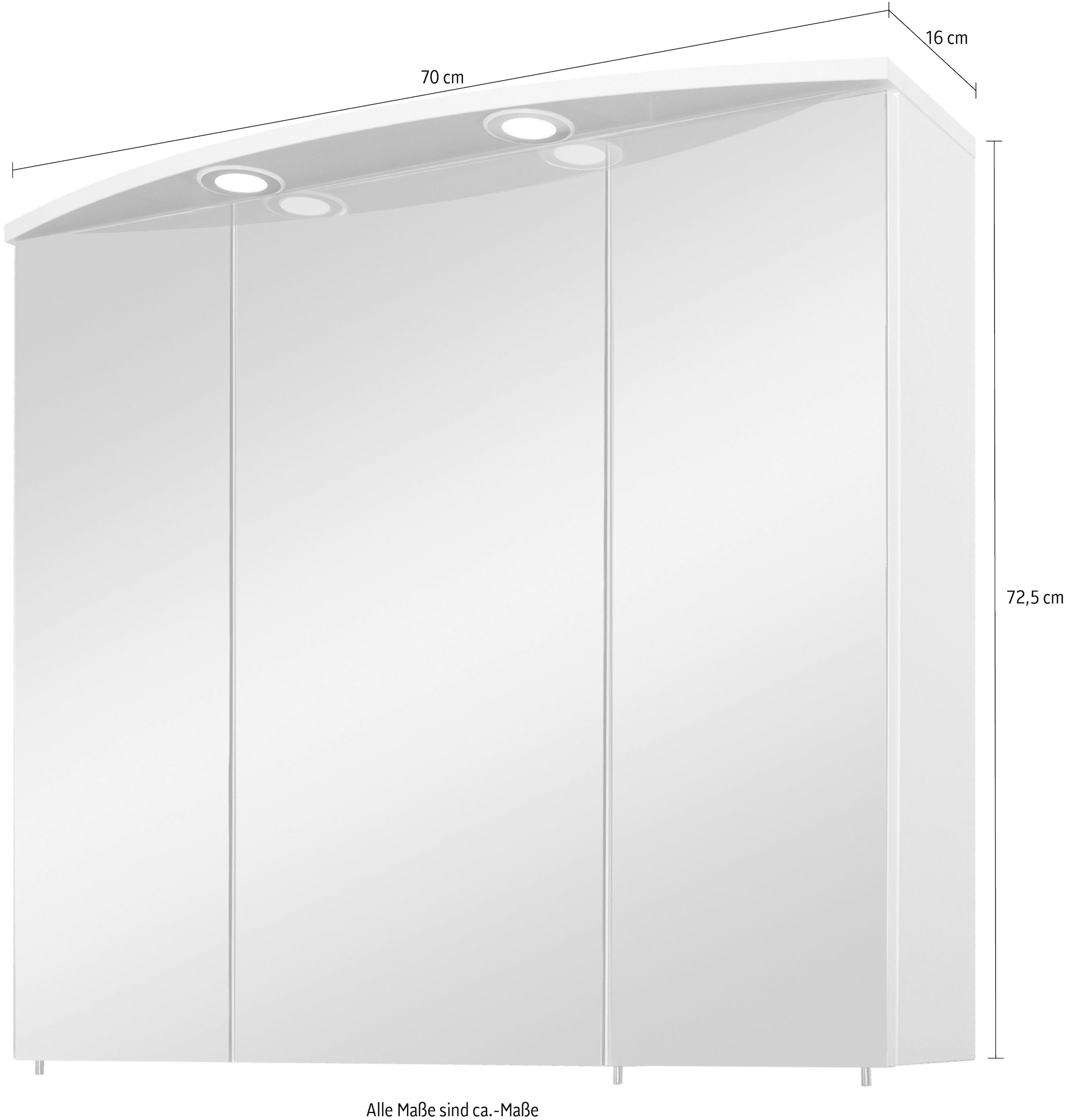 Schildmeyer Spiegelschrank »Verona«, Breite 70 cm, 3-türig, 2 LED- Einbaustrahler, Schalter-/Steckdosenbox online kaufen | mit 3 Jahren XXL  Garantie