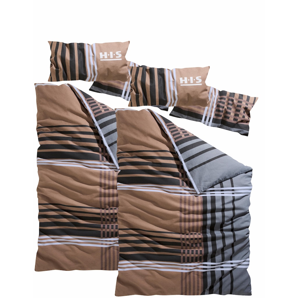 H.I.S Bettwäsche »Philip«, im sportlichen Karo Design, aus 100% Baumwolle, Renforcé Qualität, Bett- und Kopfkissenbezug mit Reißverschluss, Bettwäsche Set unterstützt die Initiative Cotton made in Africa, Made in Green zertifiziert