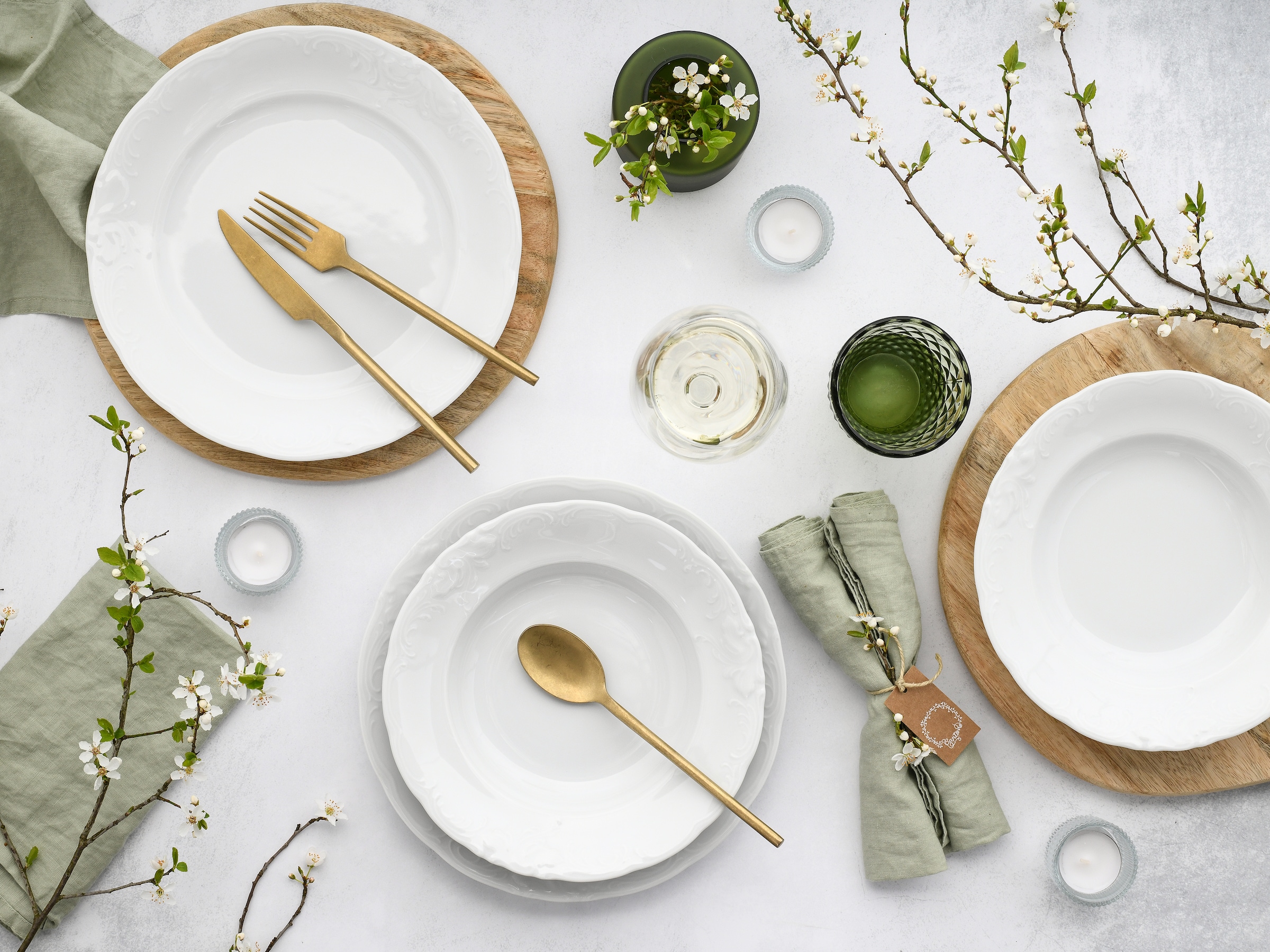 CreaTable Tafelservice »Frederike Weiss, Service 12-tlg.« Teller Set, Klassisch, Zeitlos