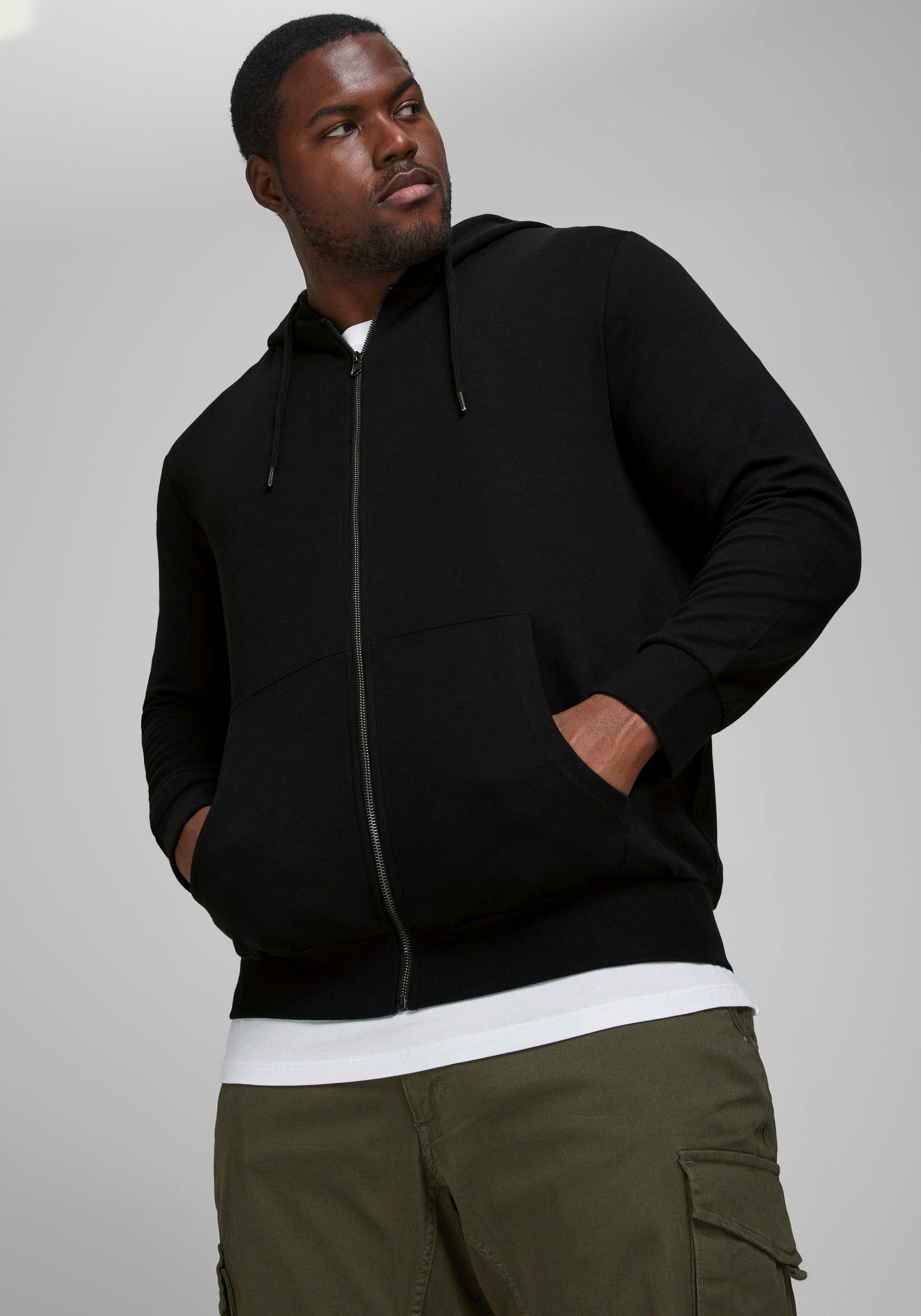 Jack & Jones PlusSize Kapuzensweatjacke »BASIC SWEAT ZIP HOOD«, bis Größe 6XL