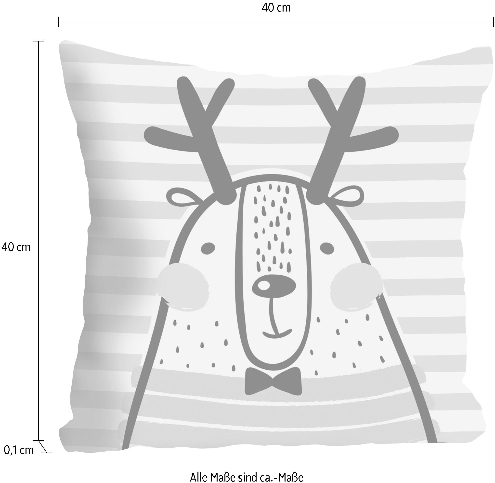 queence Dekokissen »»Hirsch««, Kissenhülle ohne Füllung, 1 Stück