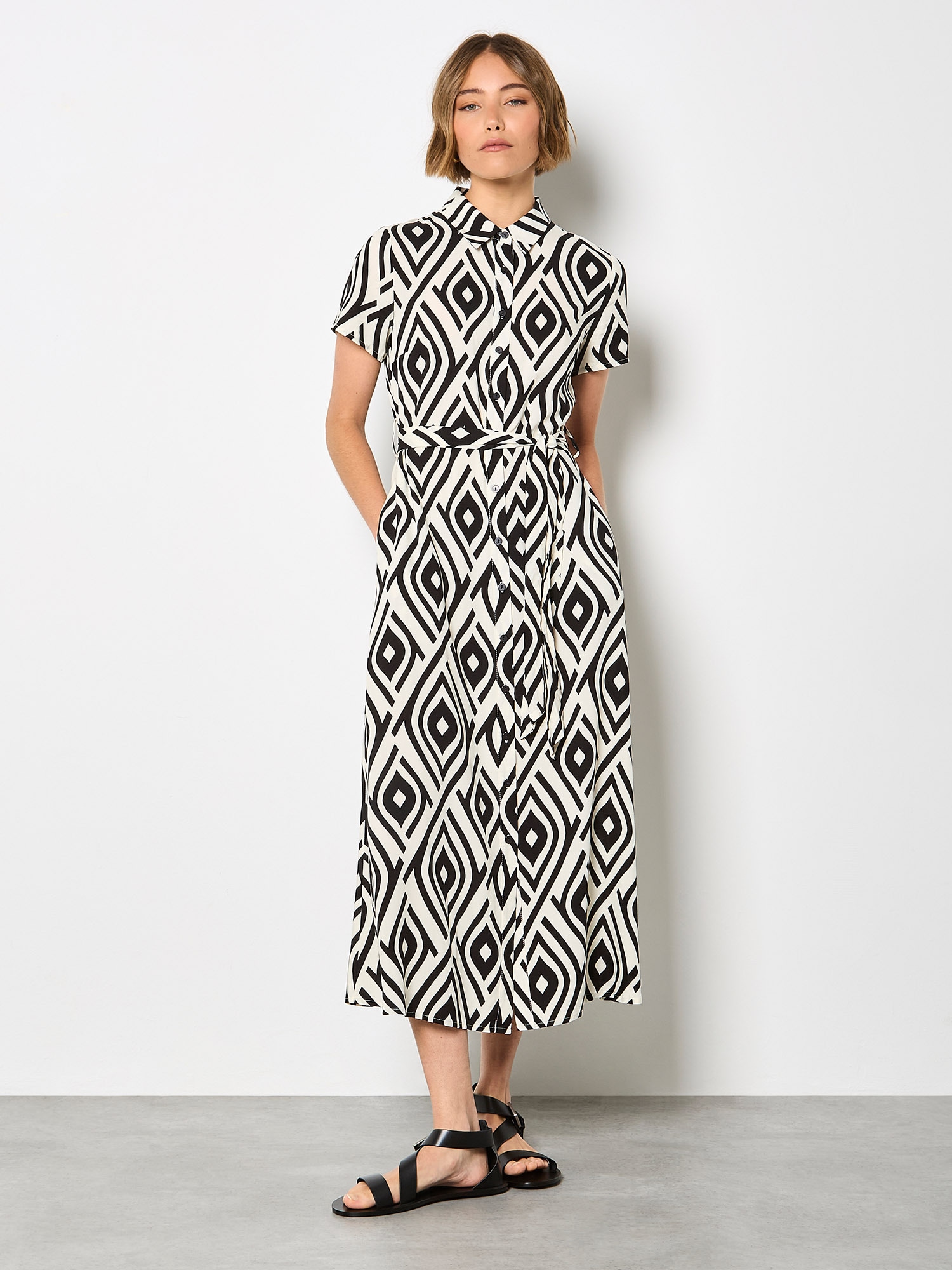 Apricot Hemdblusenkleid »Druckkleid« mit Bindeband,  mit Bindeband