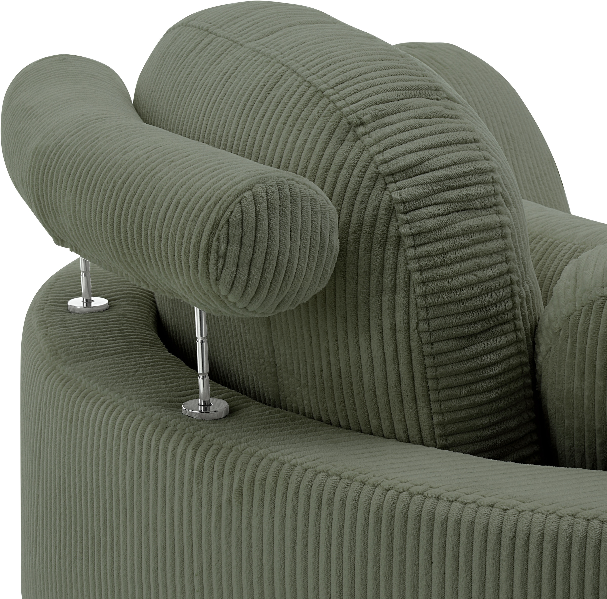 OTTO home Loveseat »Riko Sessel, B: 110 cm, Sitzhöhe: 44 cm« XXL- Sessel, mit Stauraumhocker, Rückenstütze & 4 Zierkissen