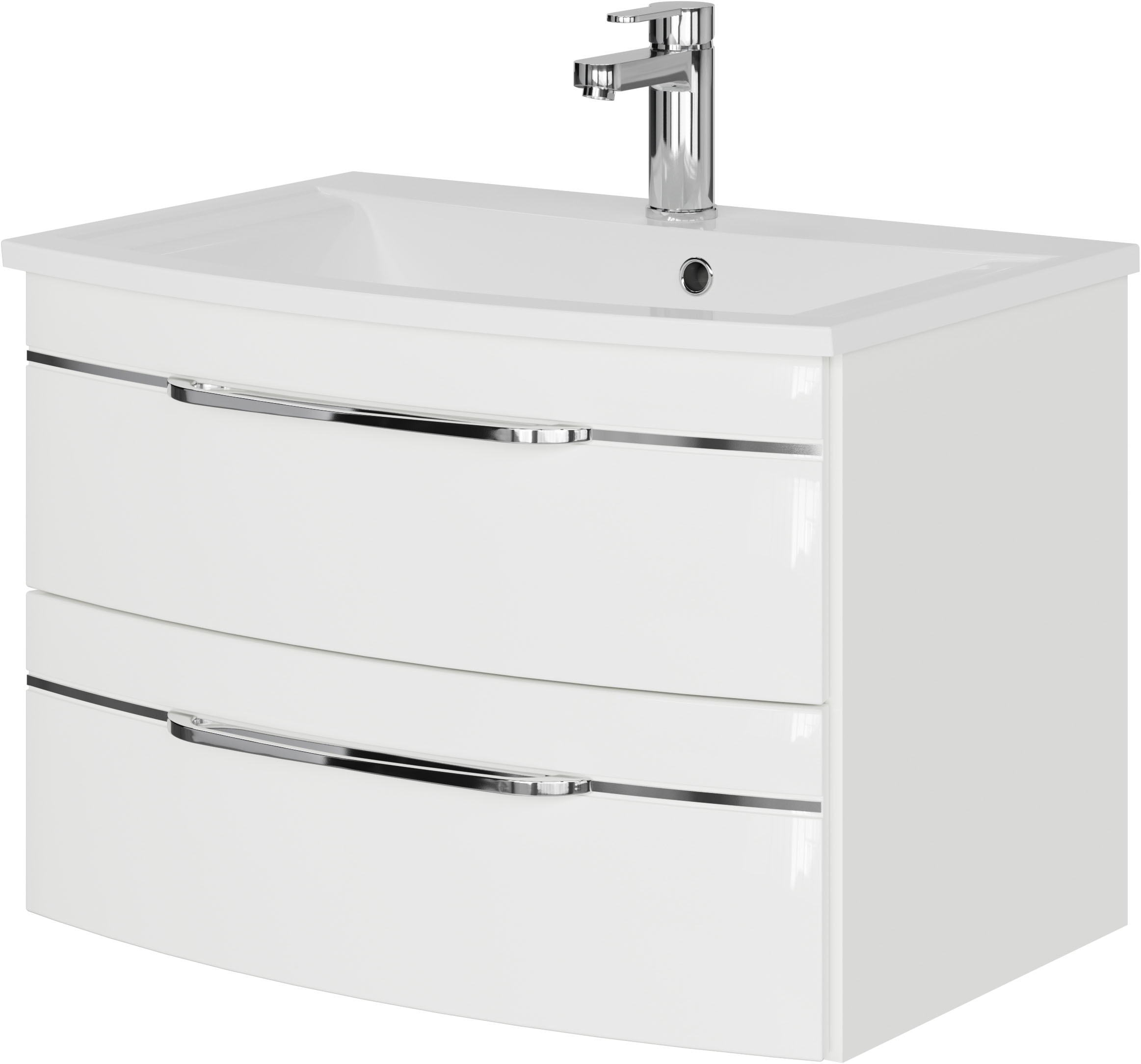Saphir Waschtisch »Serie 7045 Mineralmarmor-Waschtisch und Unterschrank, 71,5 cm breit« Waschplatz mit 2 Schubladen, Badmöbel Set mit Waschtisch