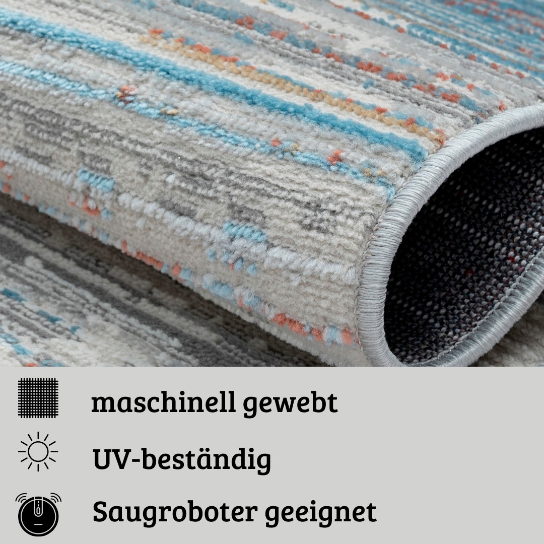 OTTO home Teppich »Ziven« rechteckig 8 mm Höhe Kurzflor, modern bunt pflegeleicht, Hoch Tief, Wohnzimmer