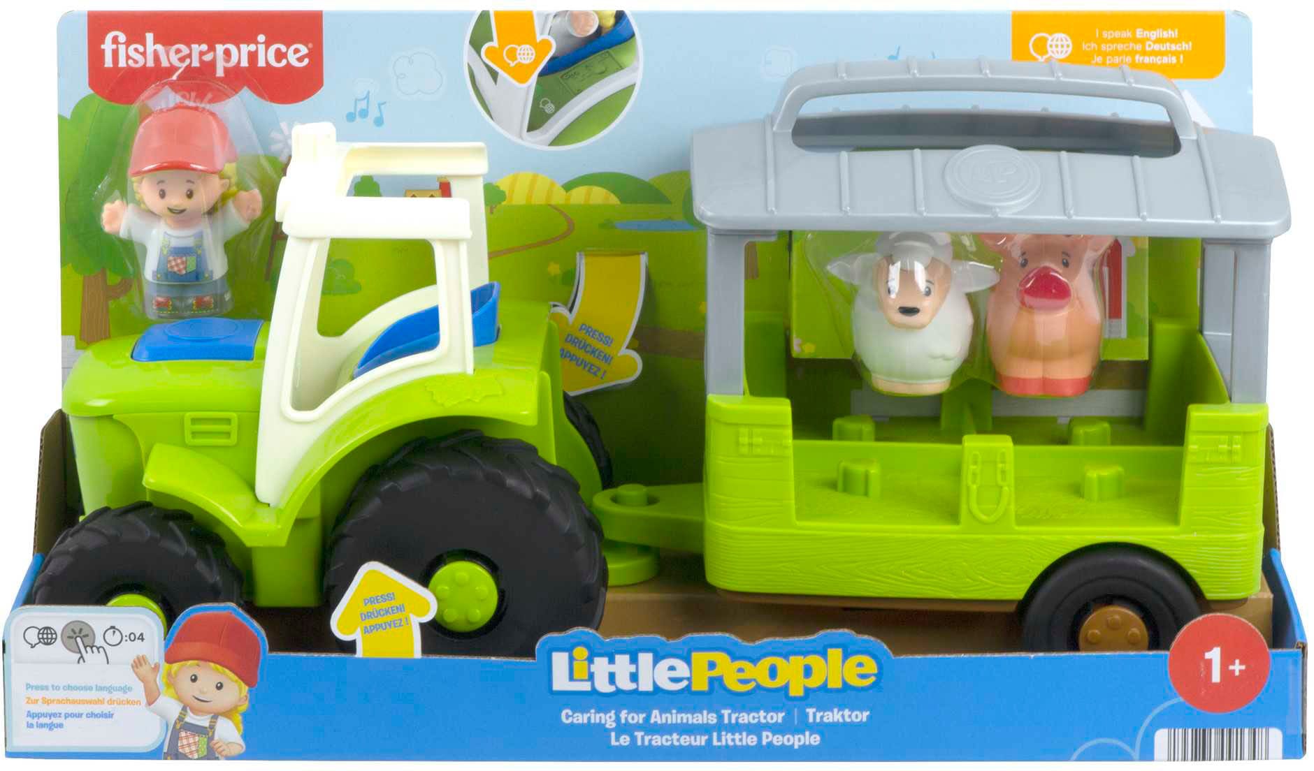 Fisher-Price® Lernspielzeug »Little People Traktor«, bilingual; mit Anhänger, 3 Figuren und Sound