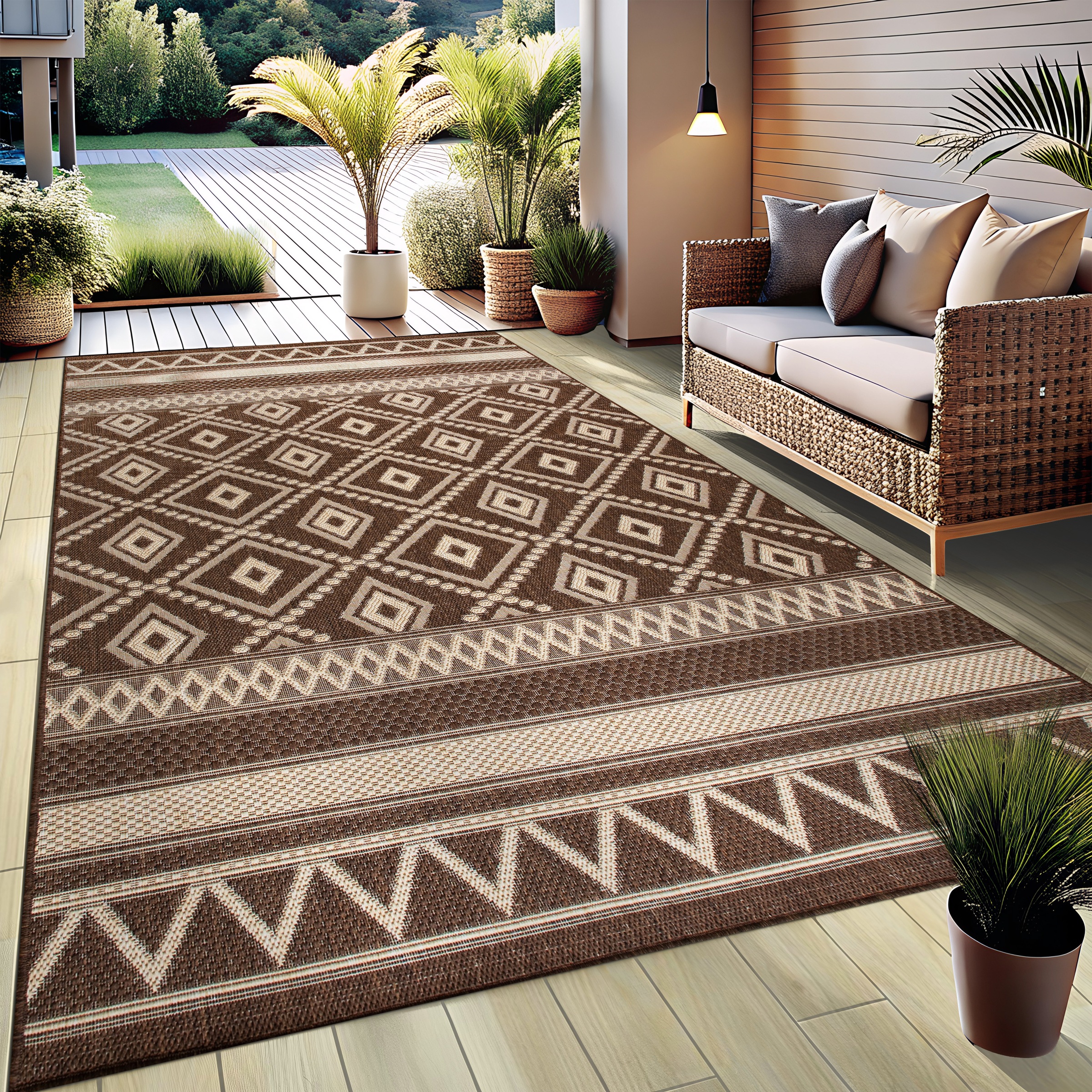 my home Teppich »Toronto auch als Läufer erhältlich«, rechteckig, 3 mm Höhe, In- und Outdoor geeignet, Sisal-Optik, Wetterfest & UV-beständig, Boho