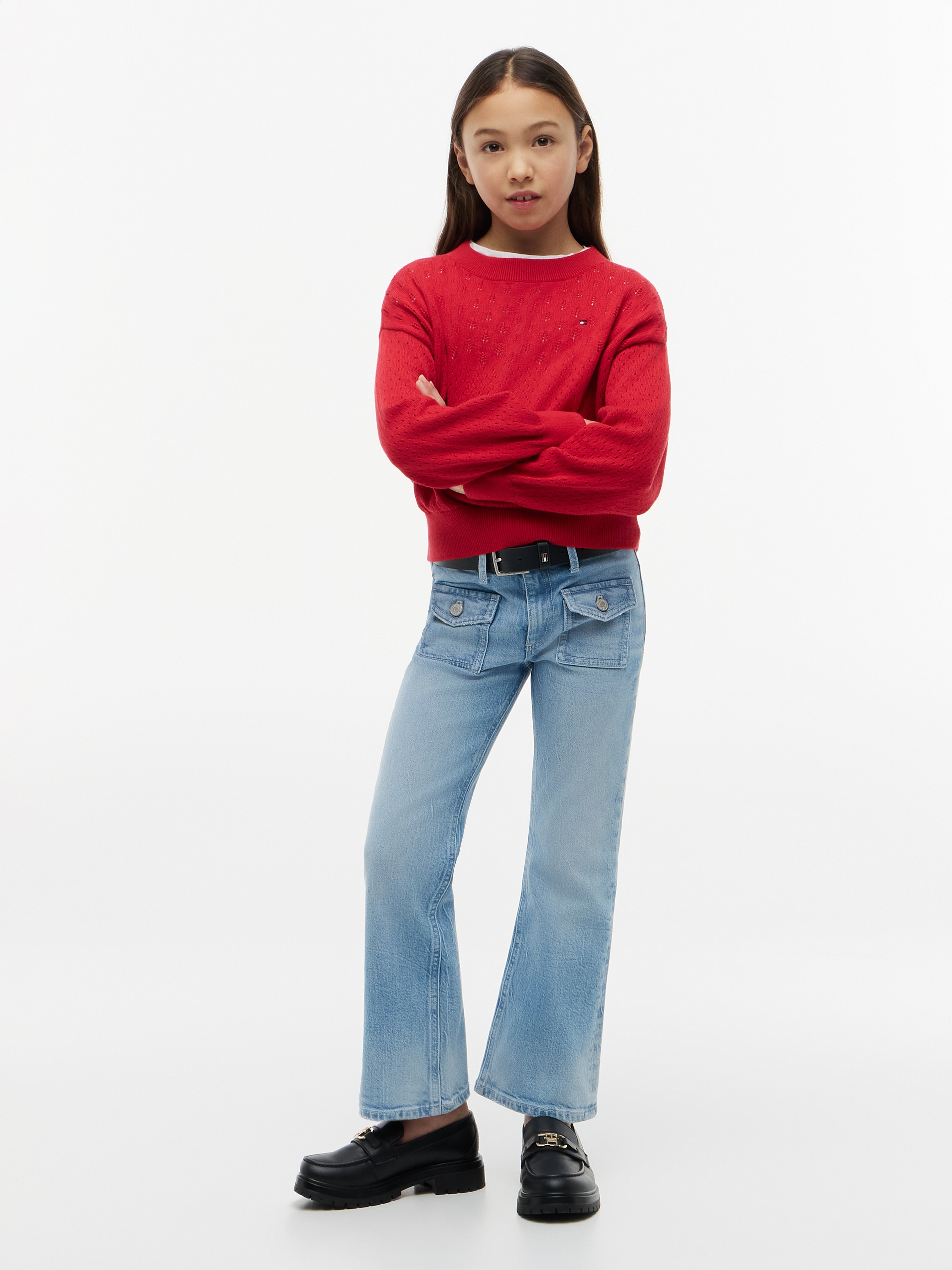 Tommy Hilfiger 5-Pocket-Jeans Flared Fit, aufgesetzte Taschen, Kinder bis 16 Jahre