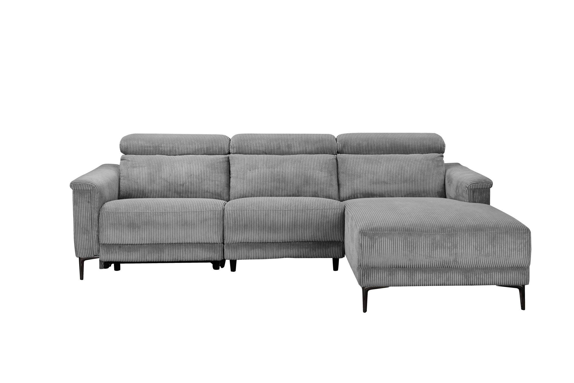 Places of Style Ecksofa »Lund in Cord, L-Form, 261 cm, manuelle und elektr. Relaxfunktion,«, USB-A und Kopfteilverstellung