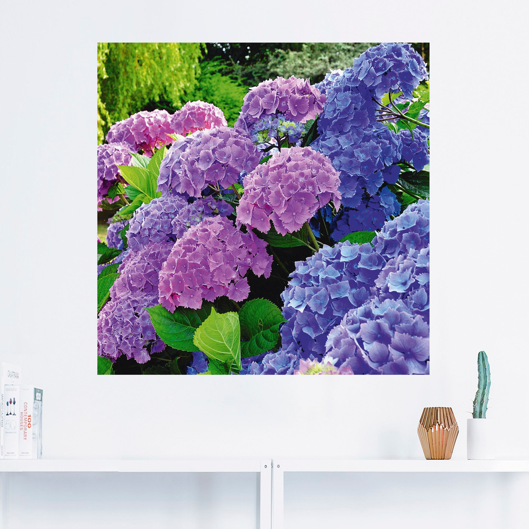 Artland Wandbild »Hortensien im Garten«, Blumen, (1 St.), als Alubild, Outdoorbild, Leinwandbild, Poster, Wandaufkleber