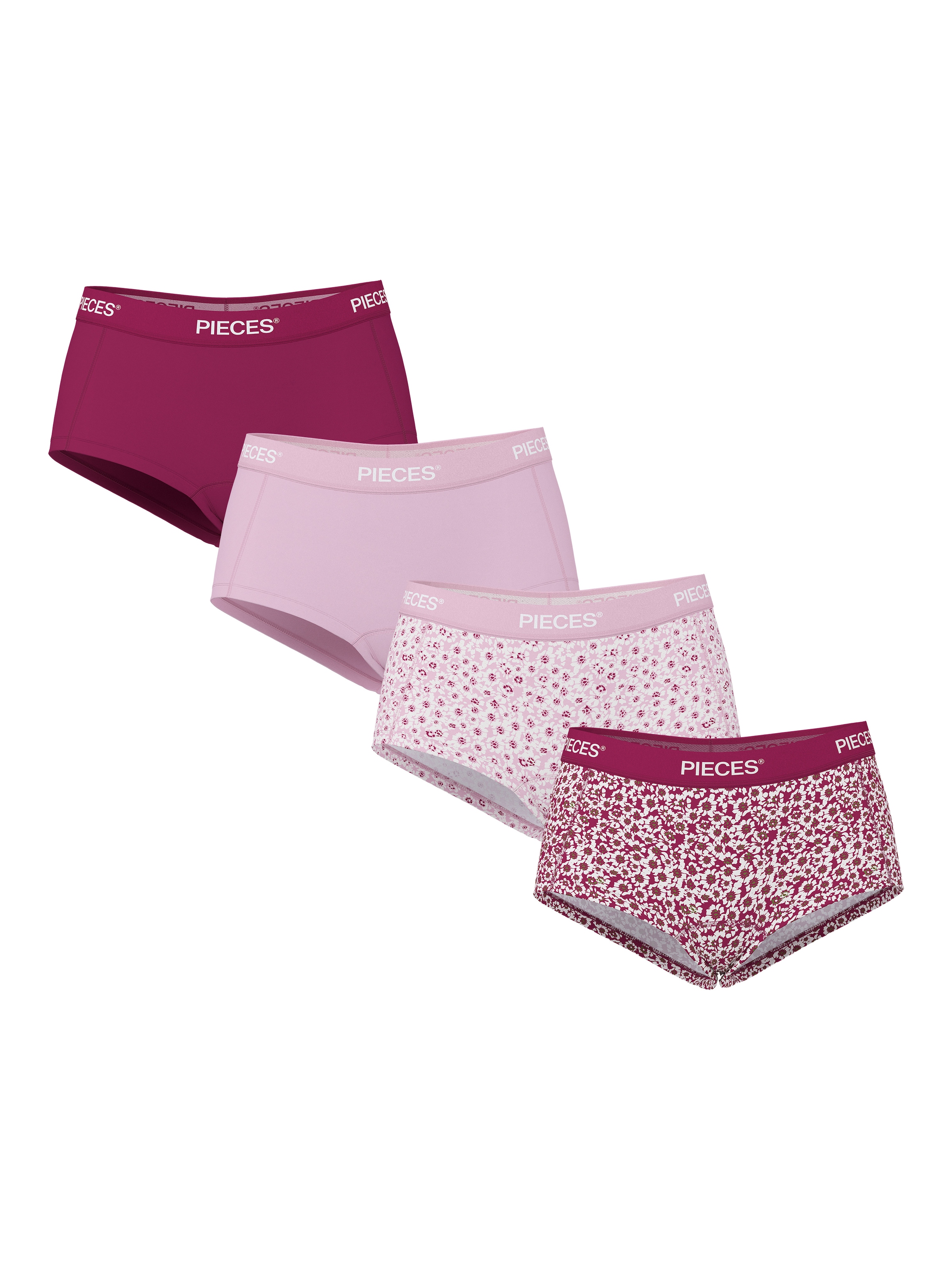 pieces Hipster »PCLOGO LADY 4 PACK AOP/SOLID NOOS BC« Packung, 4 Stk. Baumwollmischung