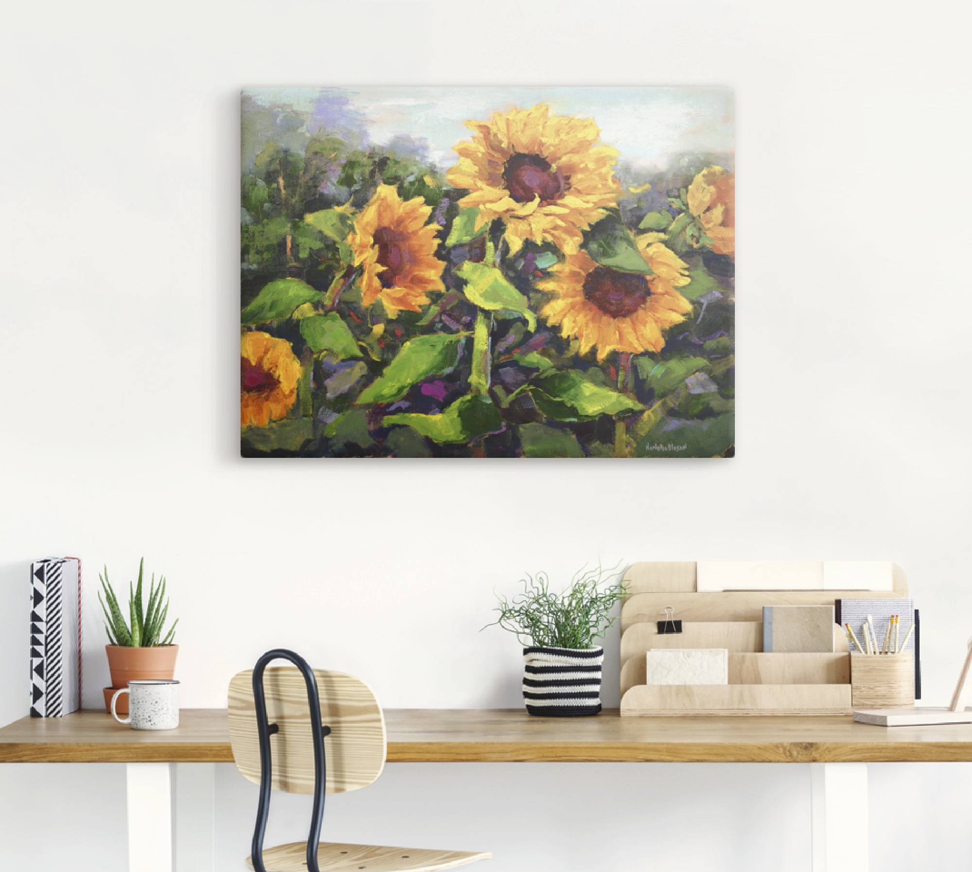 Artland Leinwandbild »Das Erwachen der Sonnenblumen IV« Blumen 1 Stk. tlg. auf Holzrahmen gespannt