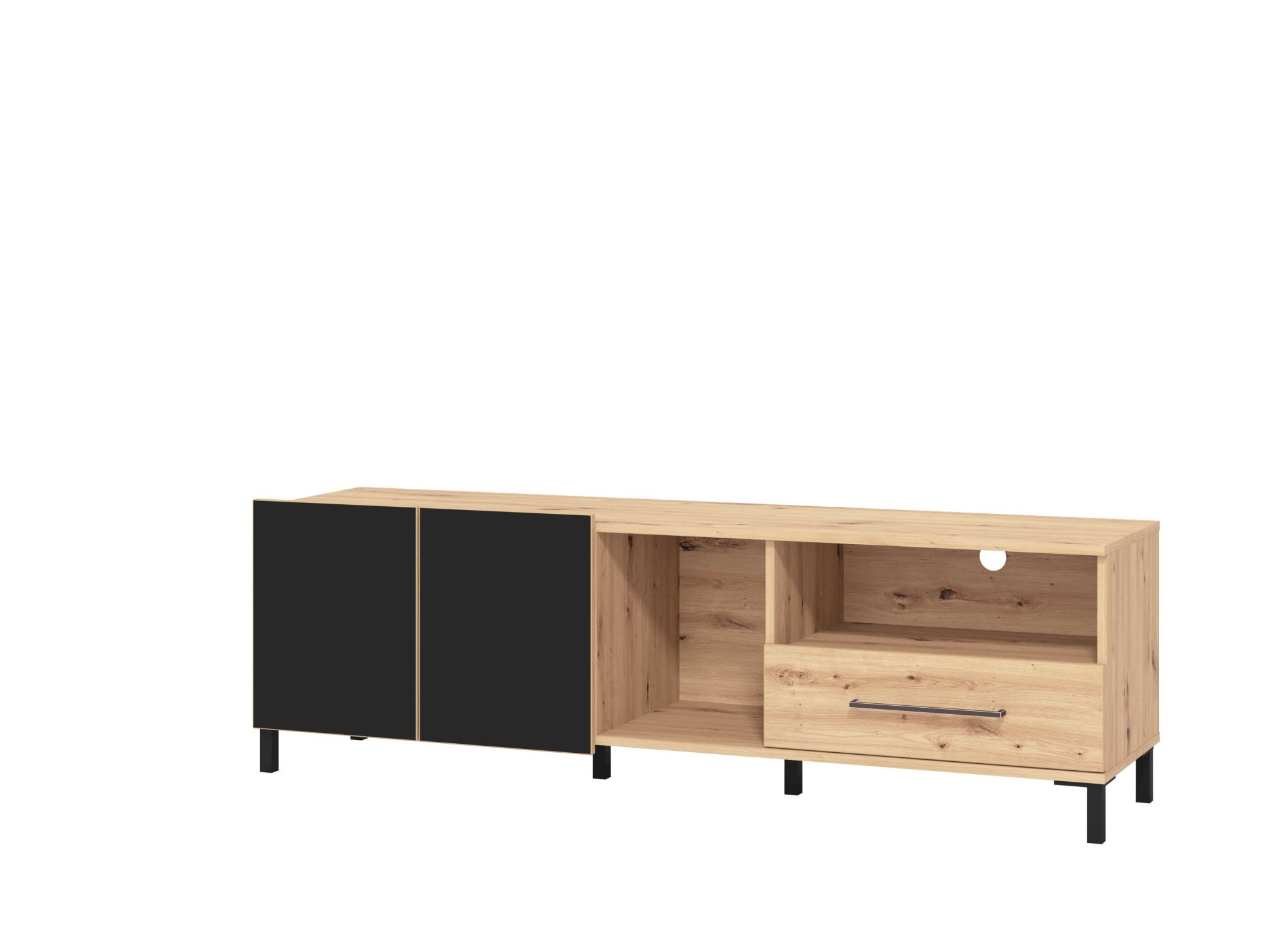 INOSIGN TV-Board »Coimbra Lowboard, Breite 160 cm, TV-Schrank, TV-Ständer«, Kombination aus Artisan Eiche und Schwarz Holzdekor, mit viel Stauraum