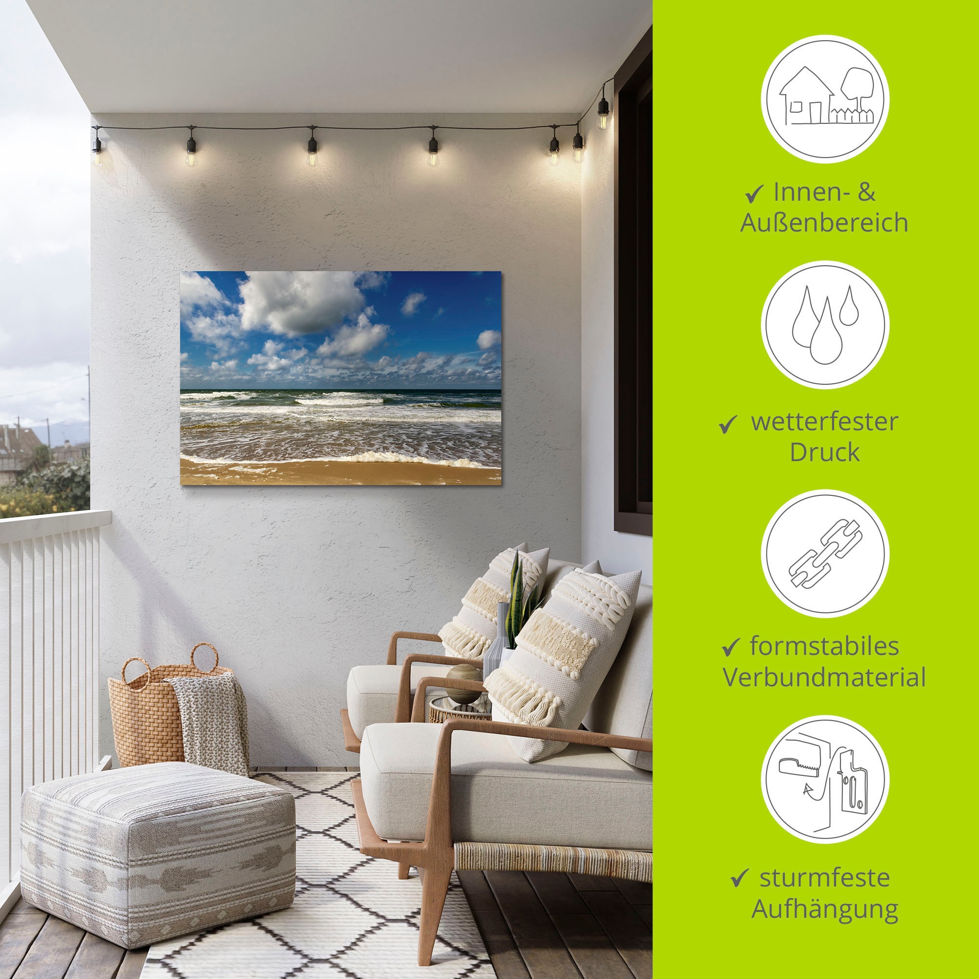 Artland Wandbild »Meeresblick Strand Paal«, Strandbilder, (1 St.), als Alubild, Outdoorbild, Poster, Wandaufkleber in verschied. Größen