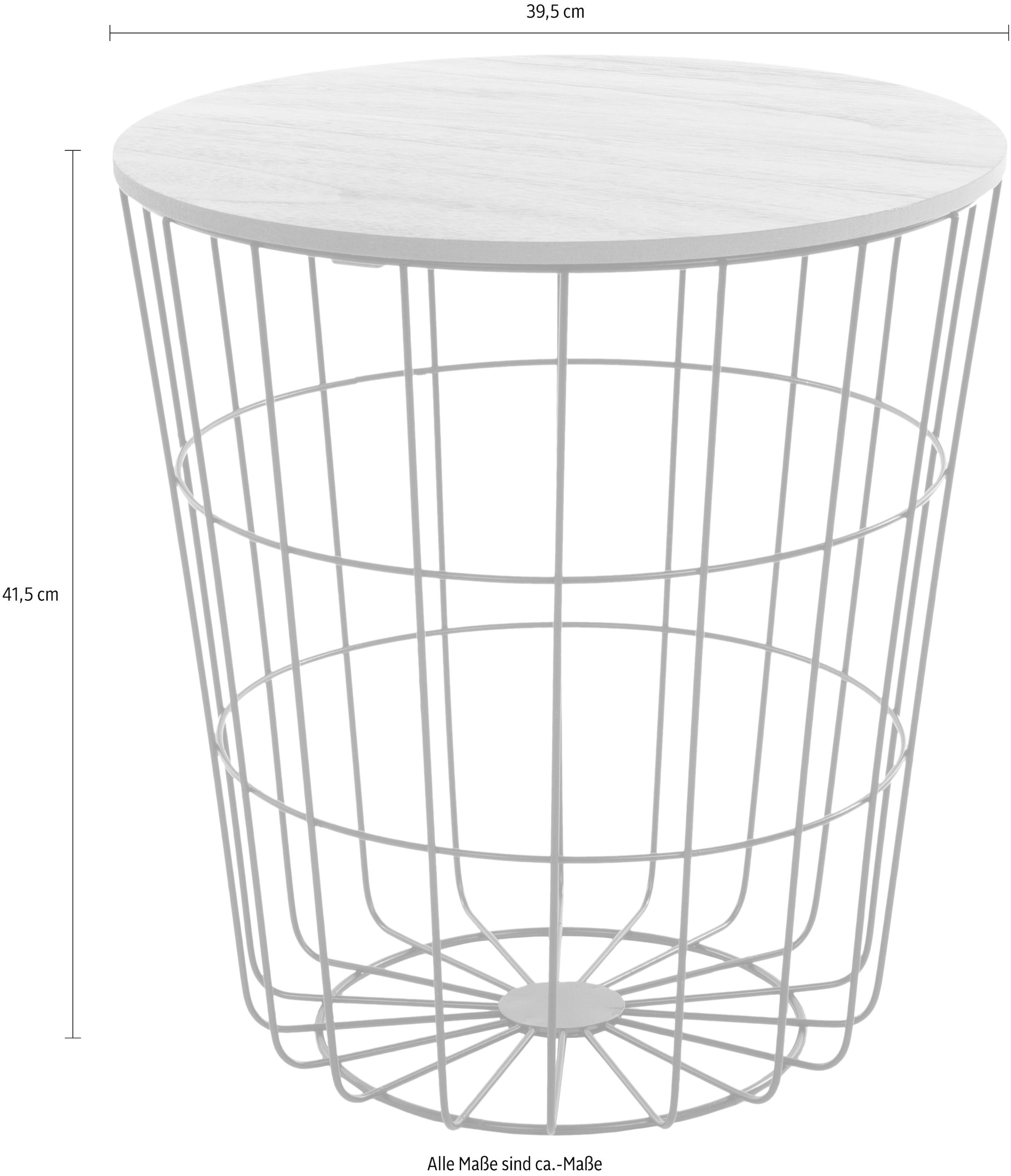 andas Beistelltisch »St. Tropez, Höhe: 41 cm, runde Tischplatte Ǿ 39,5 cm«, Couchtisch mit Metallgestell und abnehmbarer Tischplatte