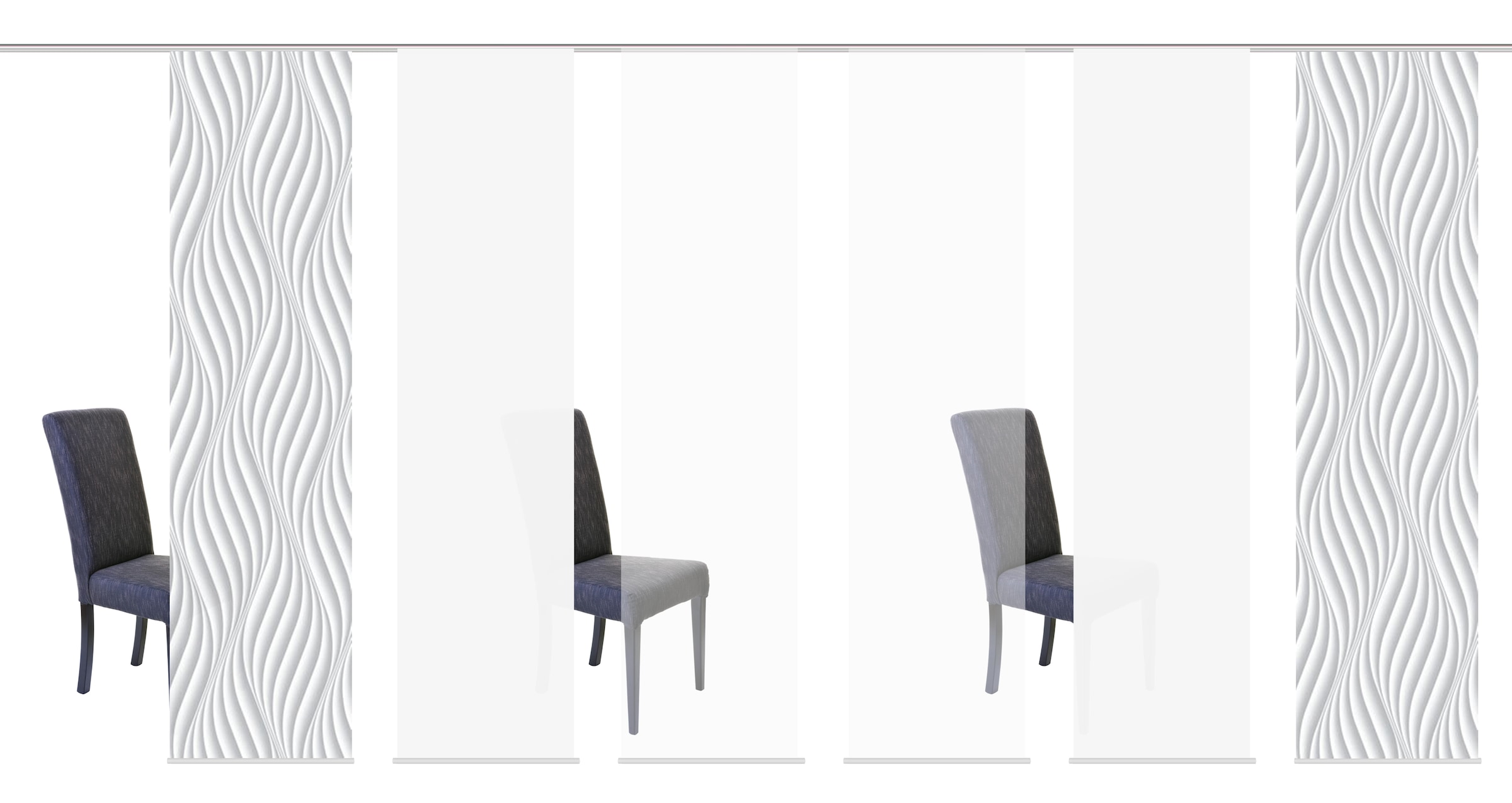 HOME WOHNIDEEN Schiebegardine »WAVES« Klettband 6 Stk. tlg. HxB: 245x60, inkl. Befestigungszubehör