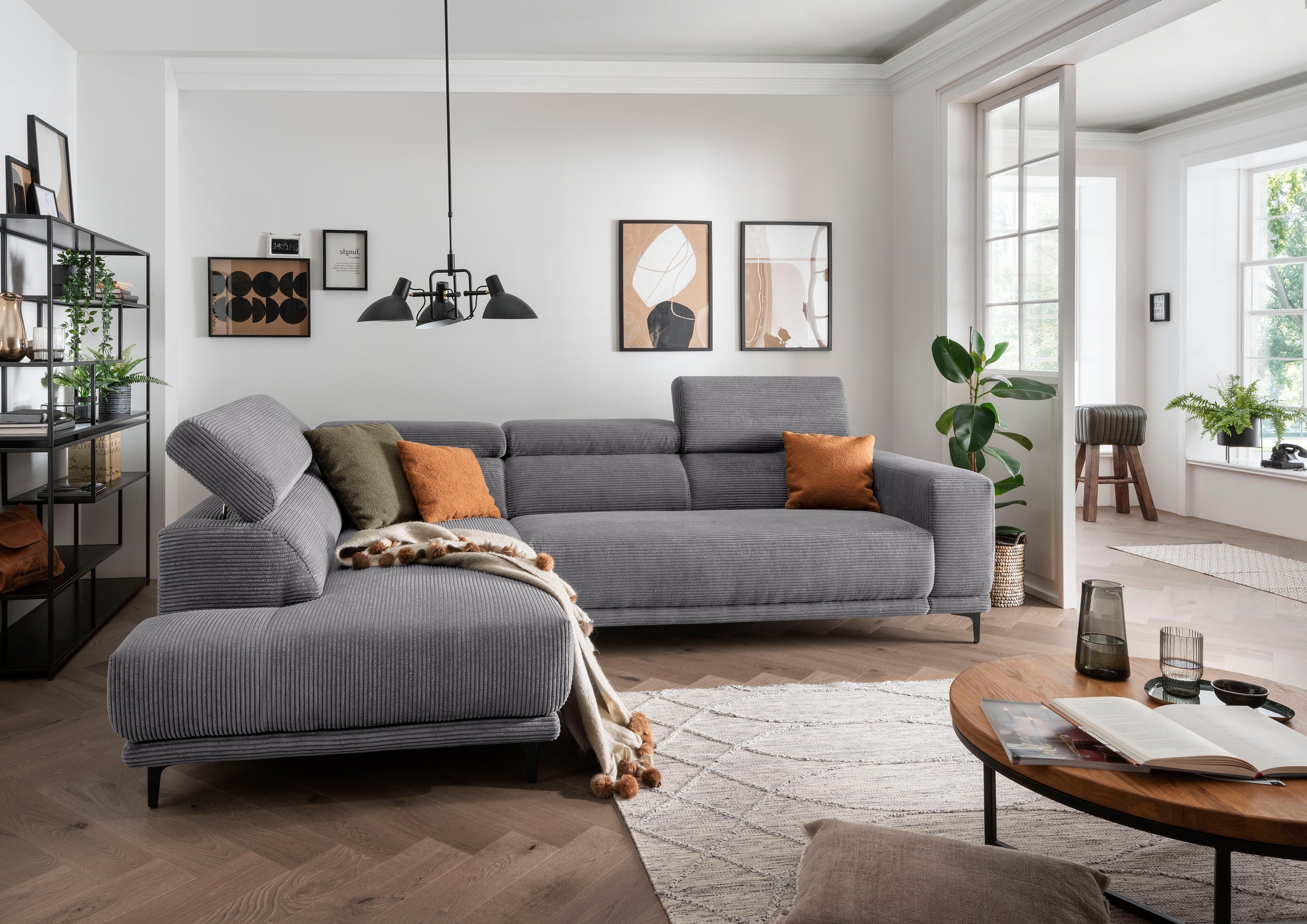 alina Ecksofa »Hikari«, wahlweise mit Sitzvorzug, in modernem Cordstoff, Breite 302 cm