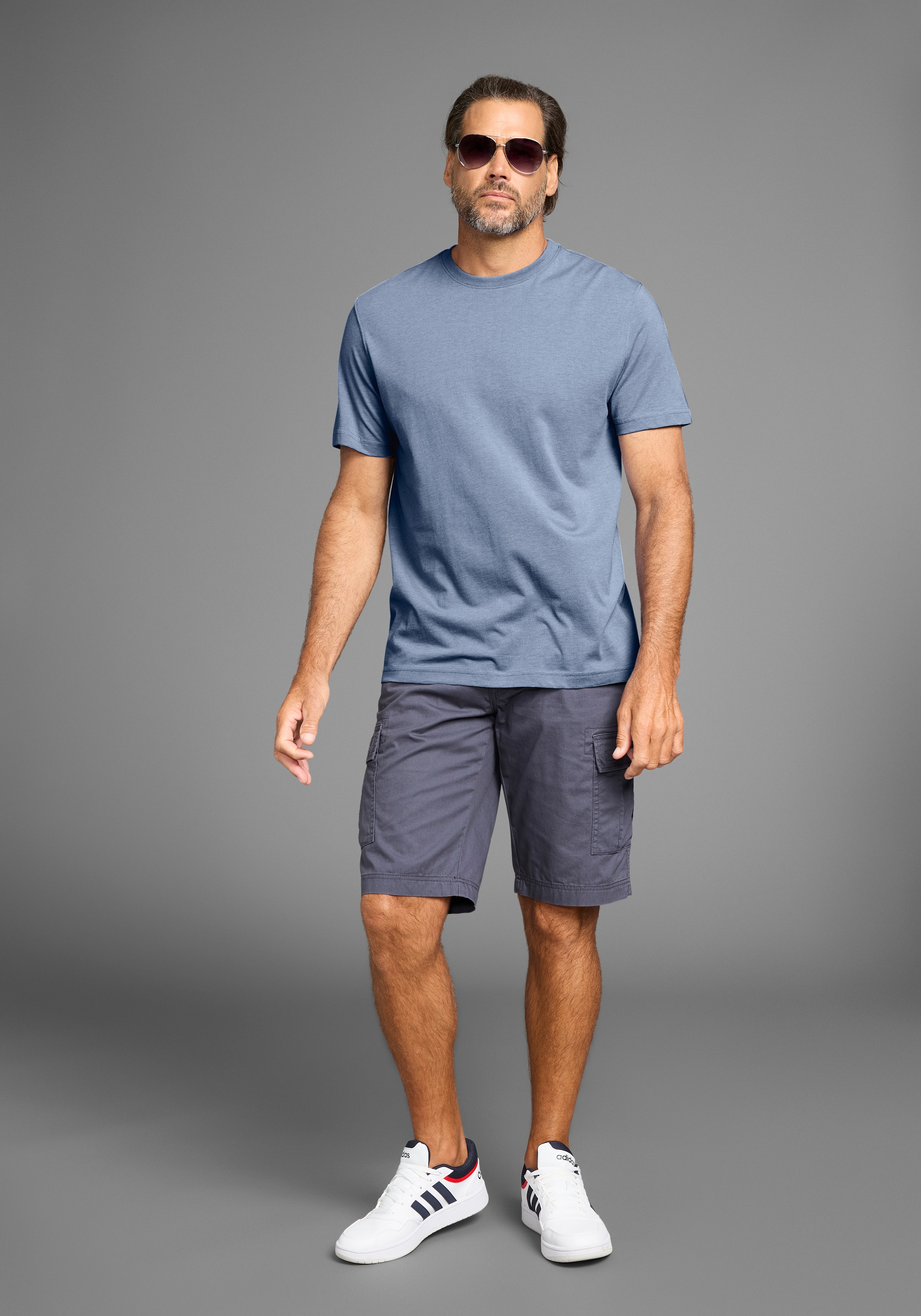 Man's World Rundhalsshirt, (2er-Pack), Kurzarm, Basic-Stil, aus Baumwollmischung, 2er-Pack