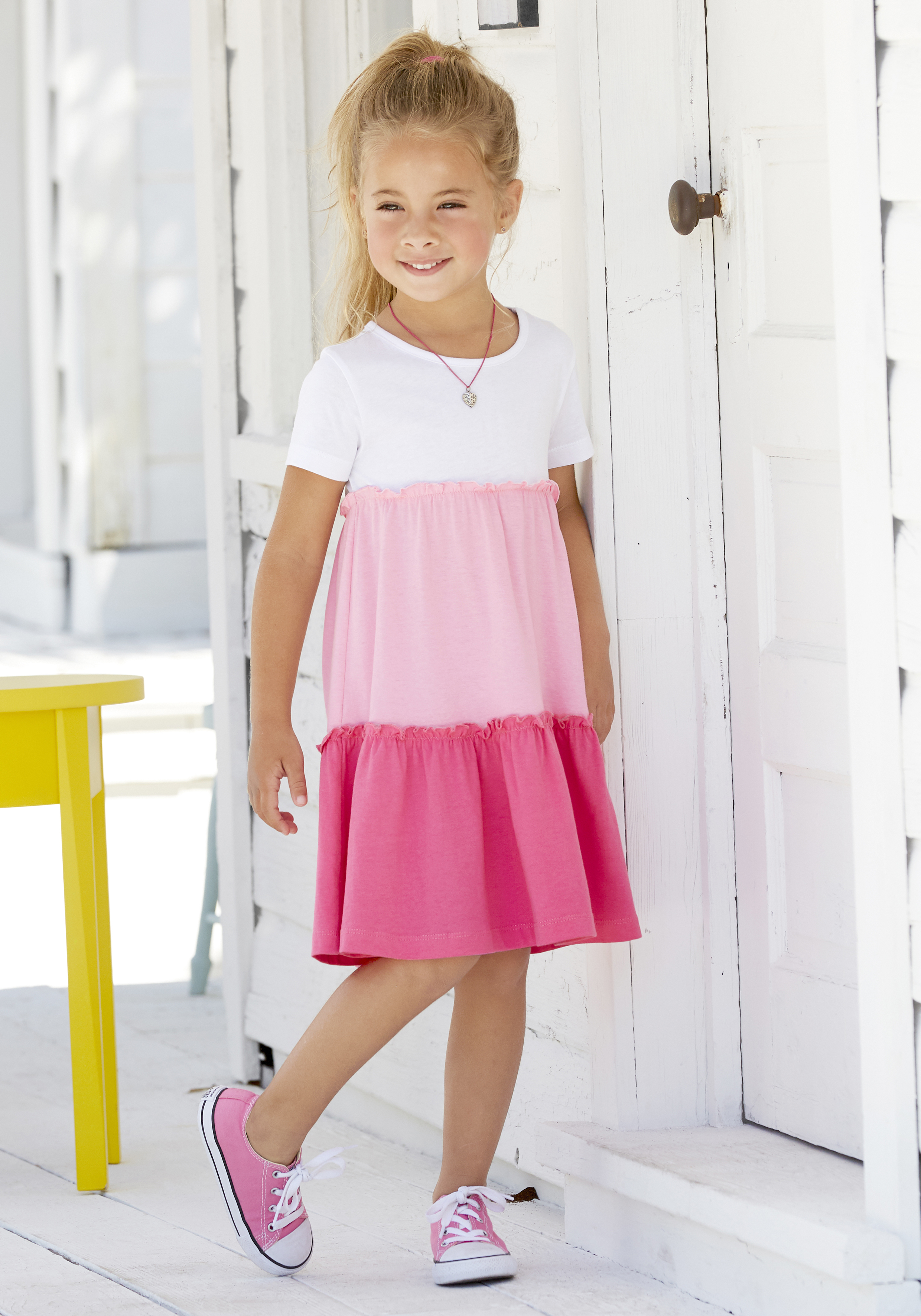 Volantkleid, mit Colorblock-Design