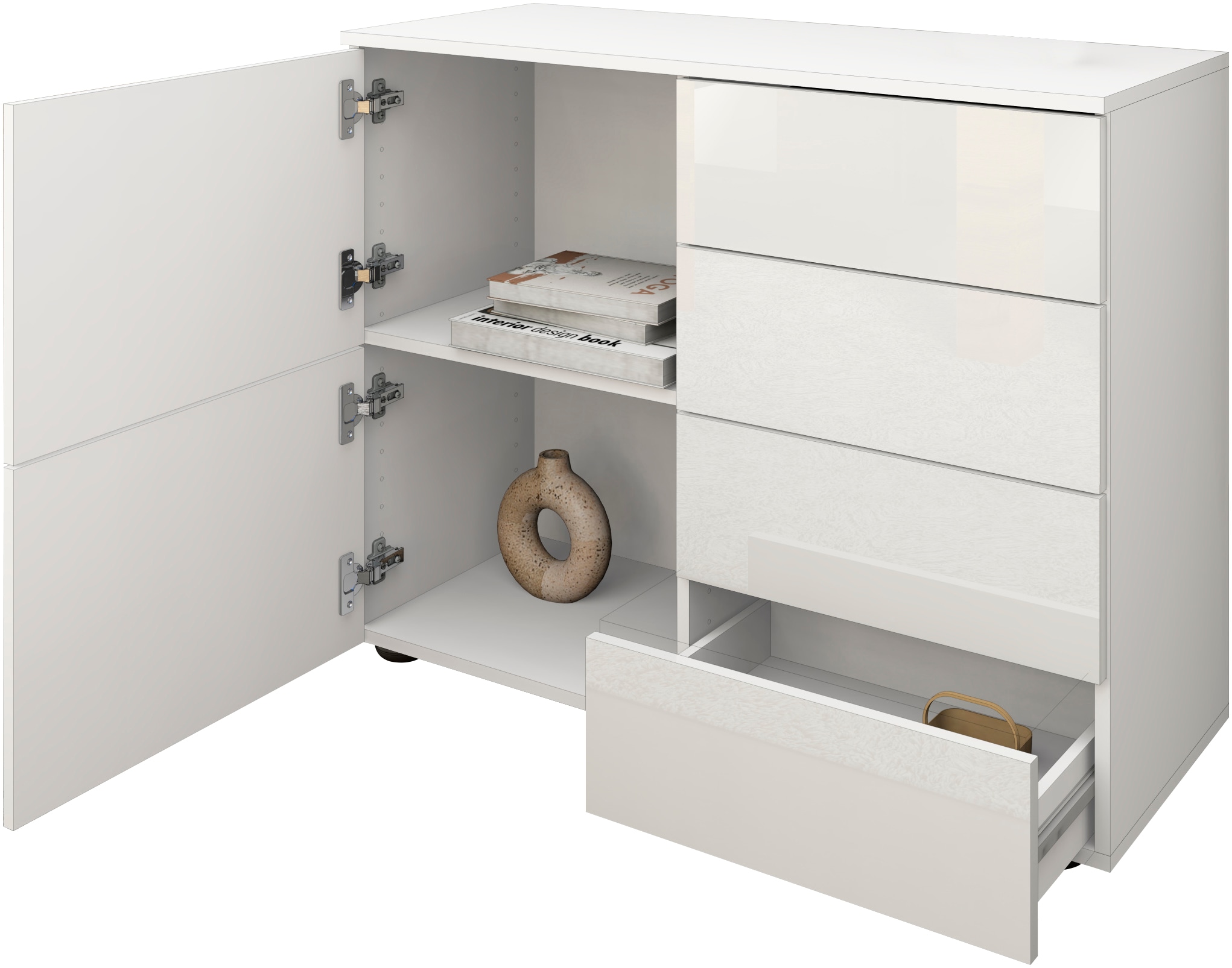 borchardt Möbel Kommode, Drucköffner (Push-To-Open), höhenverstellbare Einlegeböden