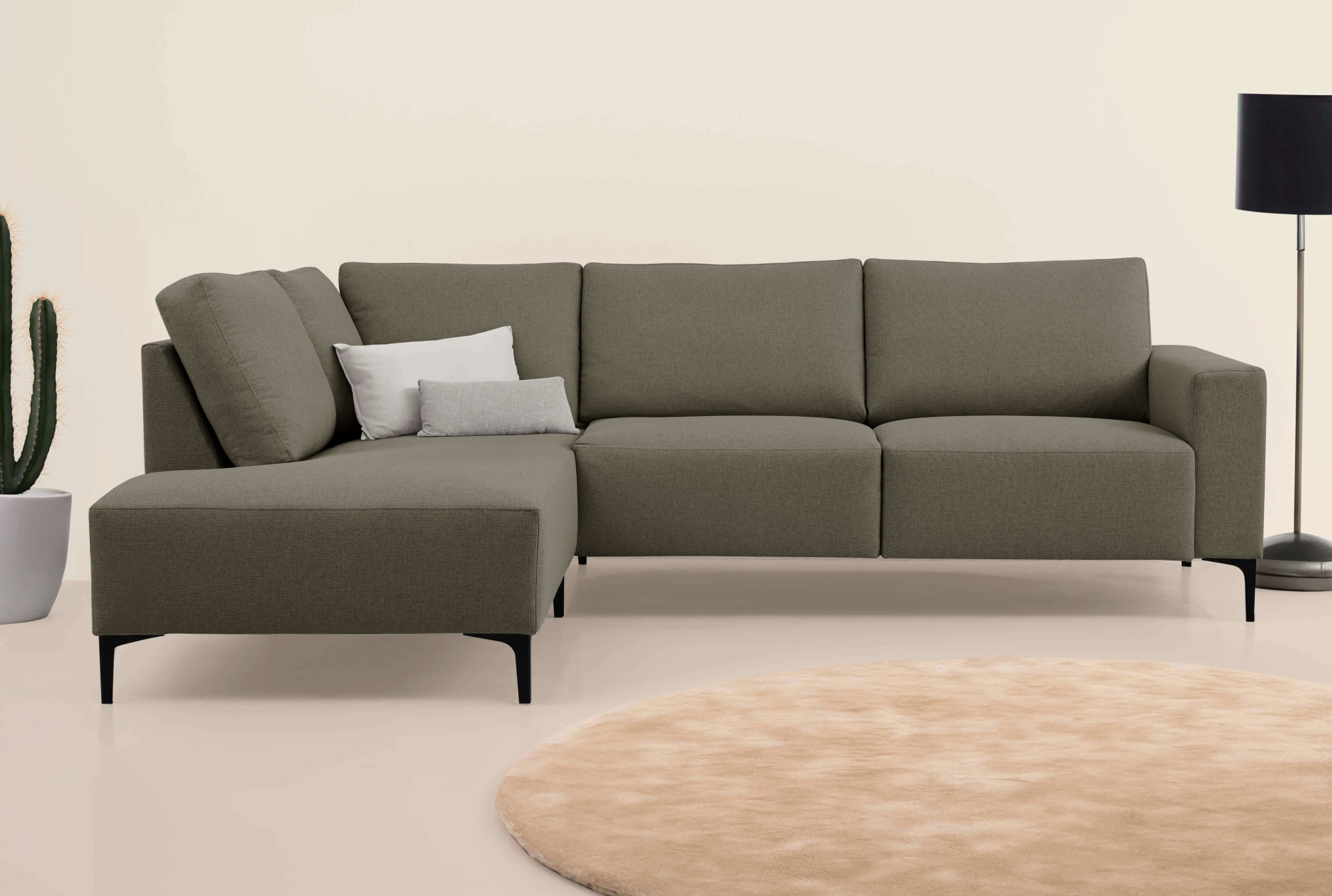 Home affaire Ecksofa »Tournon, L-Form, Breite 256 cm, Webstoff, Chenille« Designsofa im nordischen Stil, Wellenunterfederung, Metallfüße