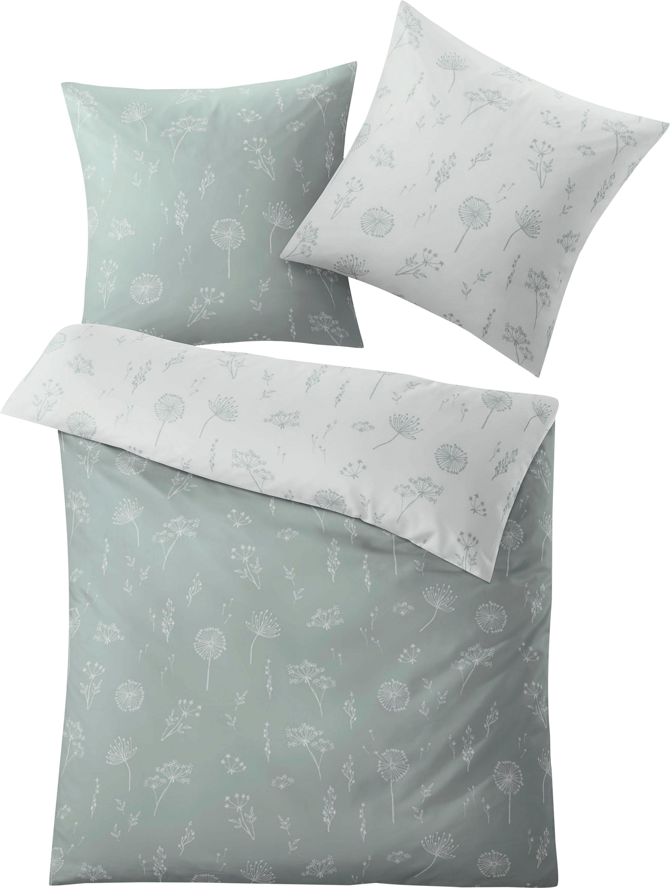 Kleine Wolke Wendebettwäsche »Leone in Gr. 135x200 oder 155x220 cm« 2 Stk. tlg. geblümte Bettwäsche aus Baumwolle, Bettwäsche mit Reißverschluss