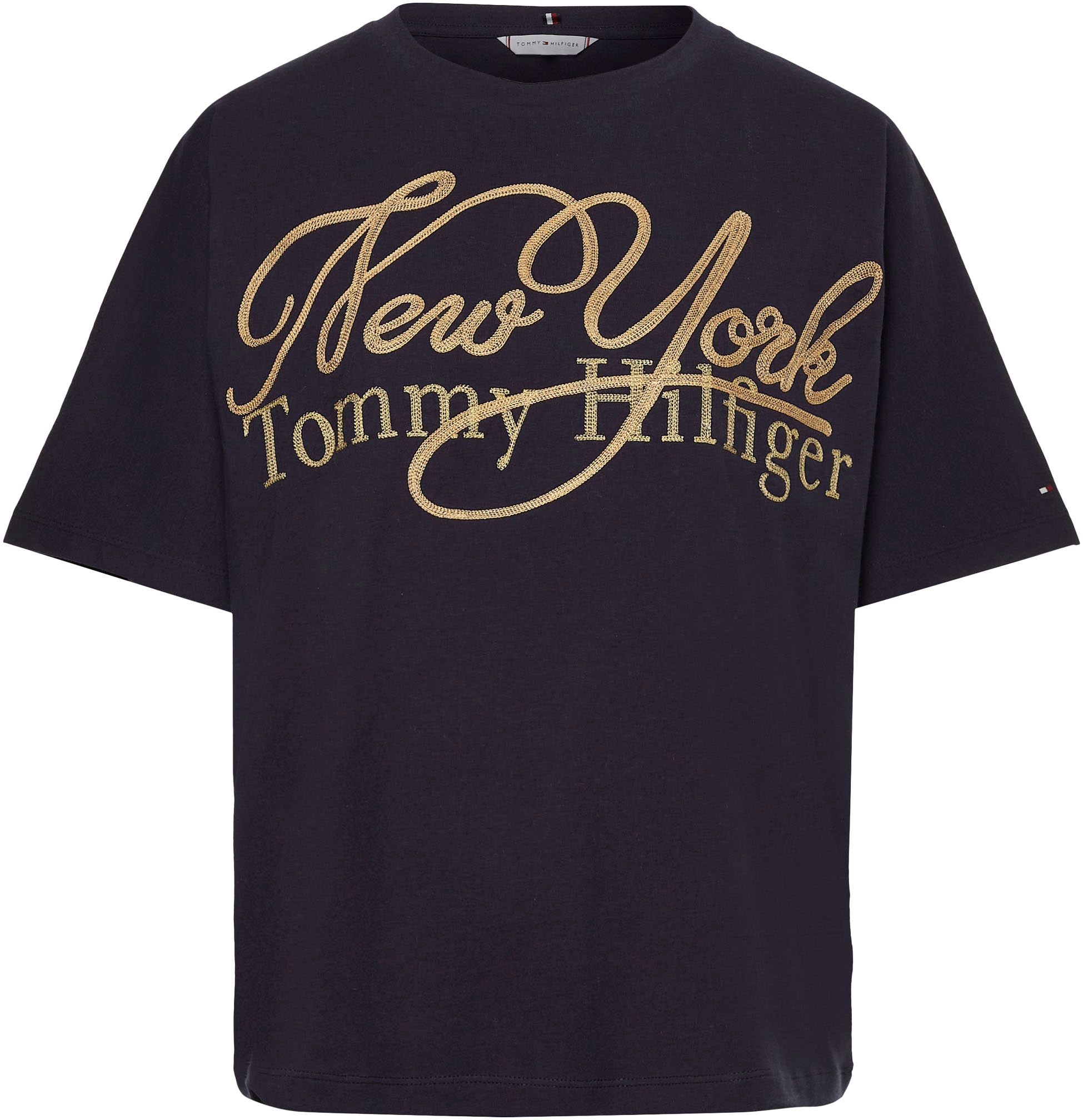 Tommy Hilfiger T-Shirt »RLX NY METALLIC C-NK SS«, mit metalicfarbenen Print &  Tommy Hilfiger Markenlabel bei ♕