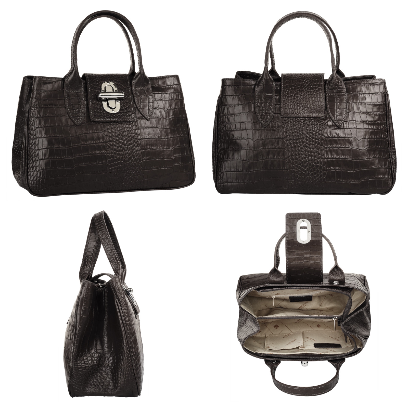 Cluty Henkeltasche, echt Leder, Made in Italy