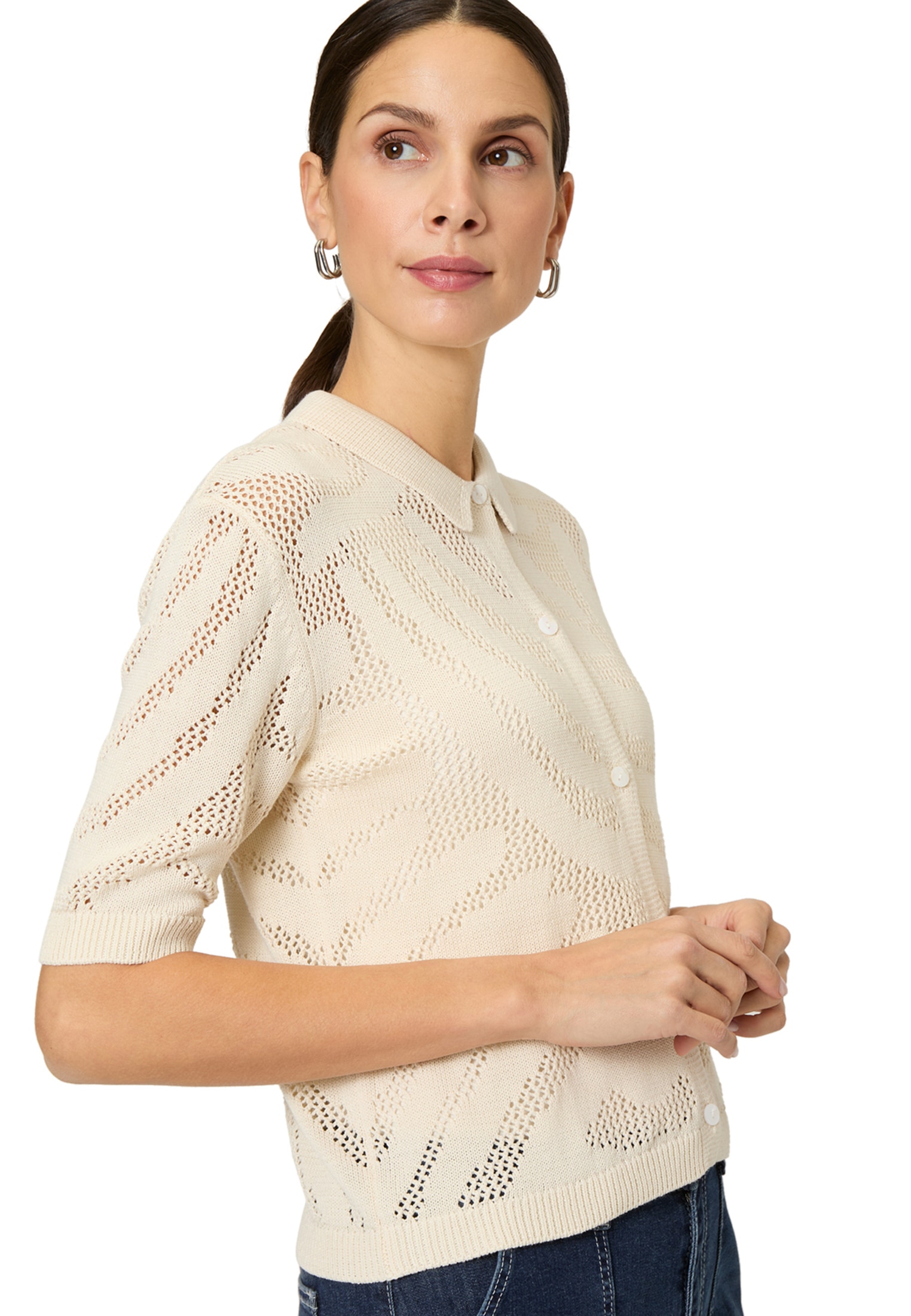 Zero Strickjacke »Strickjacke gehäckelt Knopfleiste«